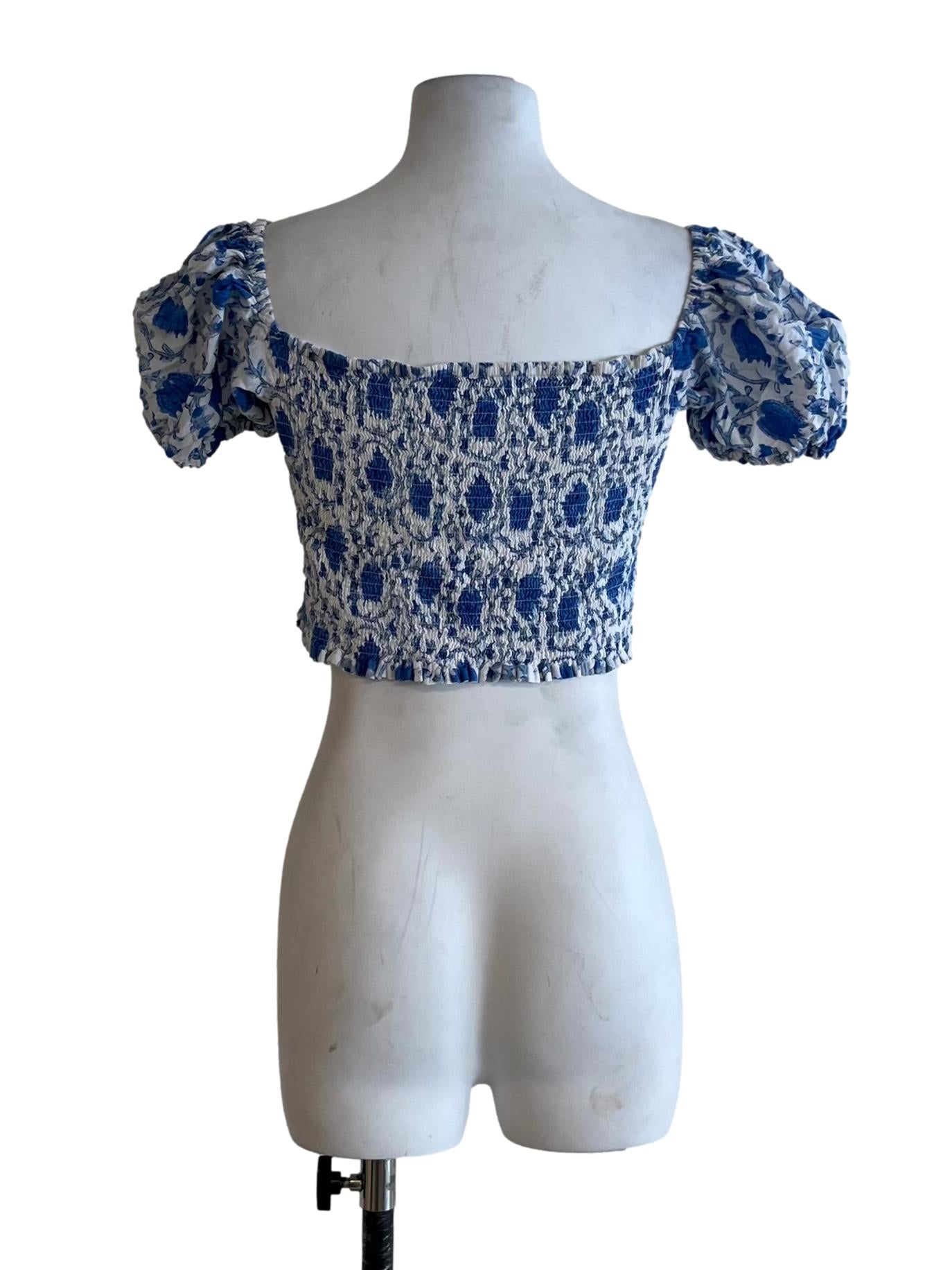 Blue Pleated Blouse