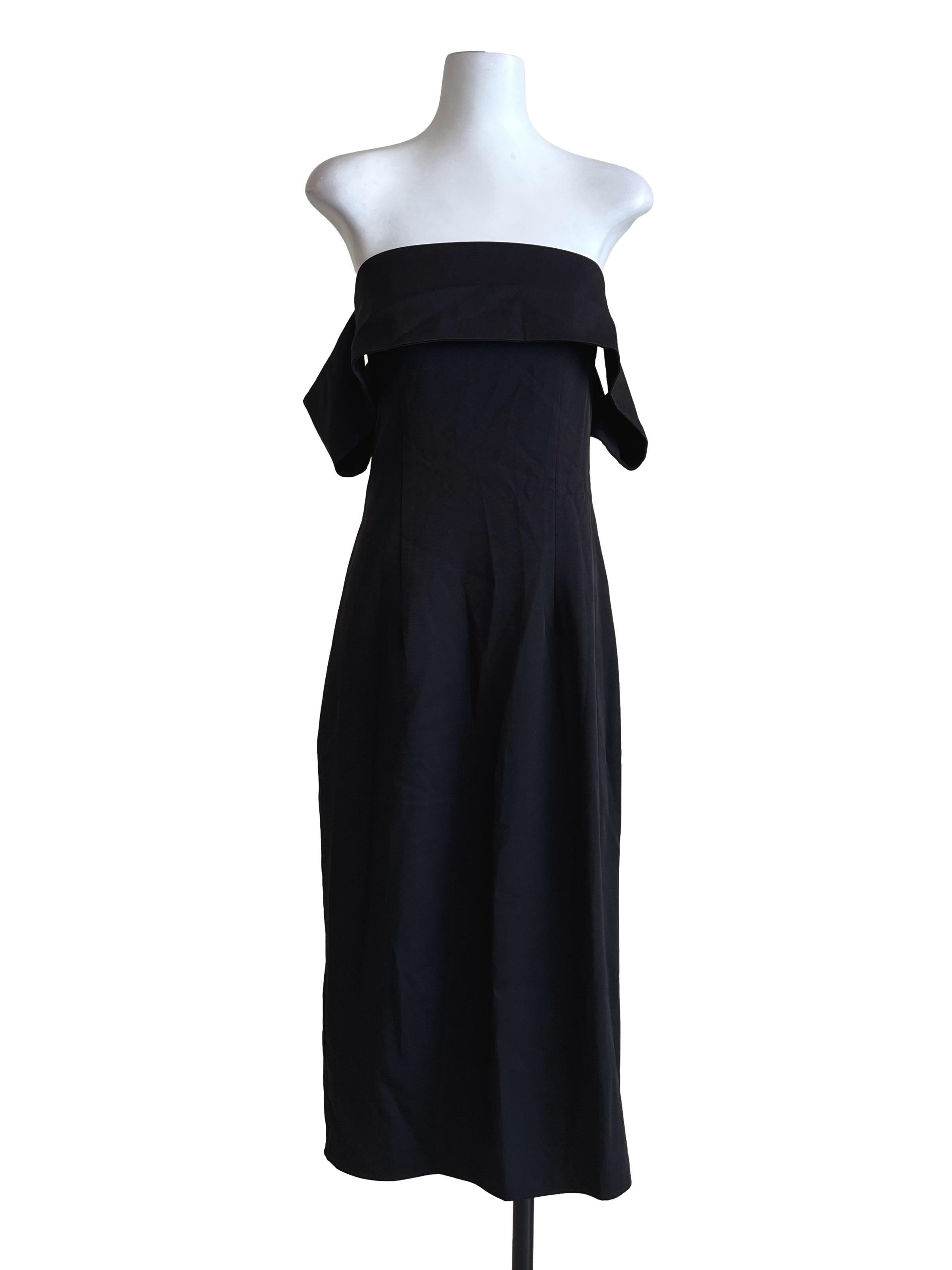 Ink Black Off Shoulder  A-Line Dress