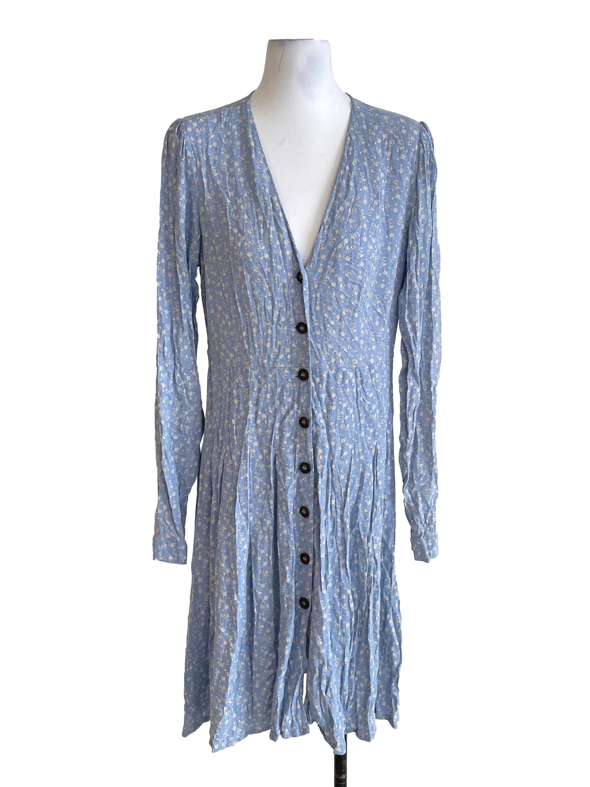 Light Blue Floral Button Down Dress