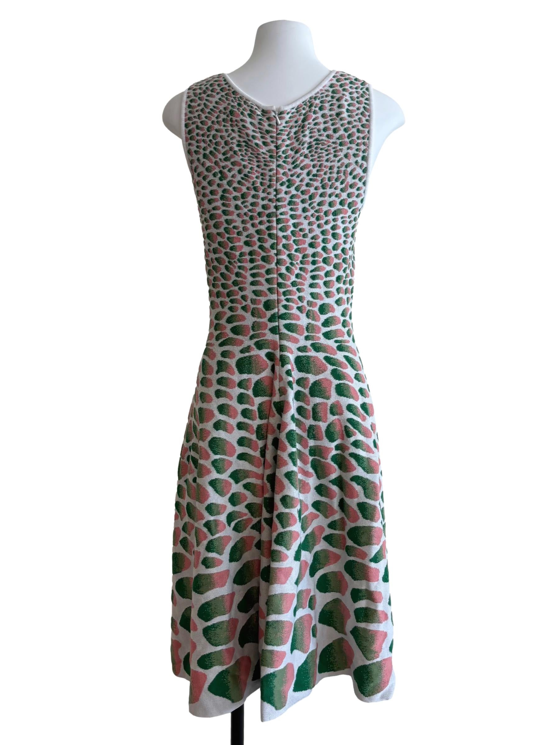 Pink And Green Printed A-Line Knit Dress
