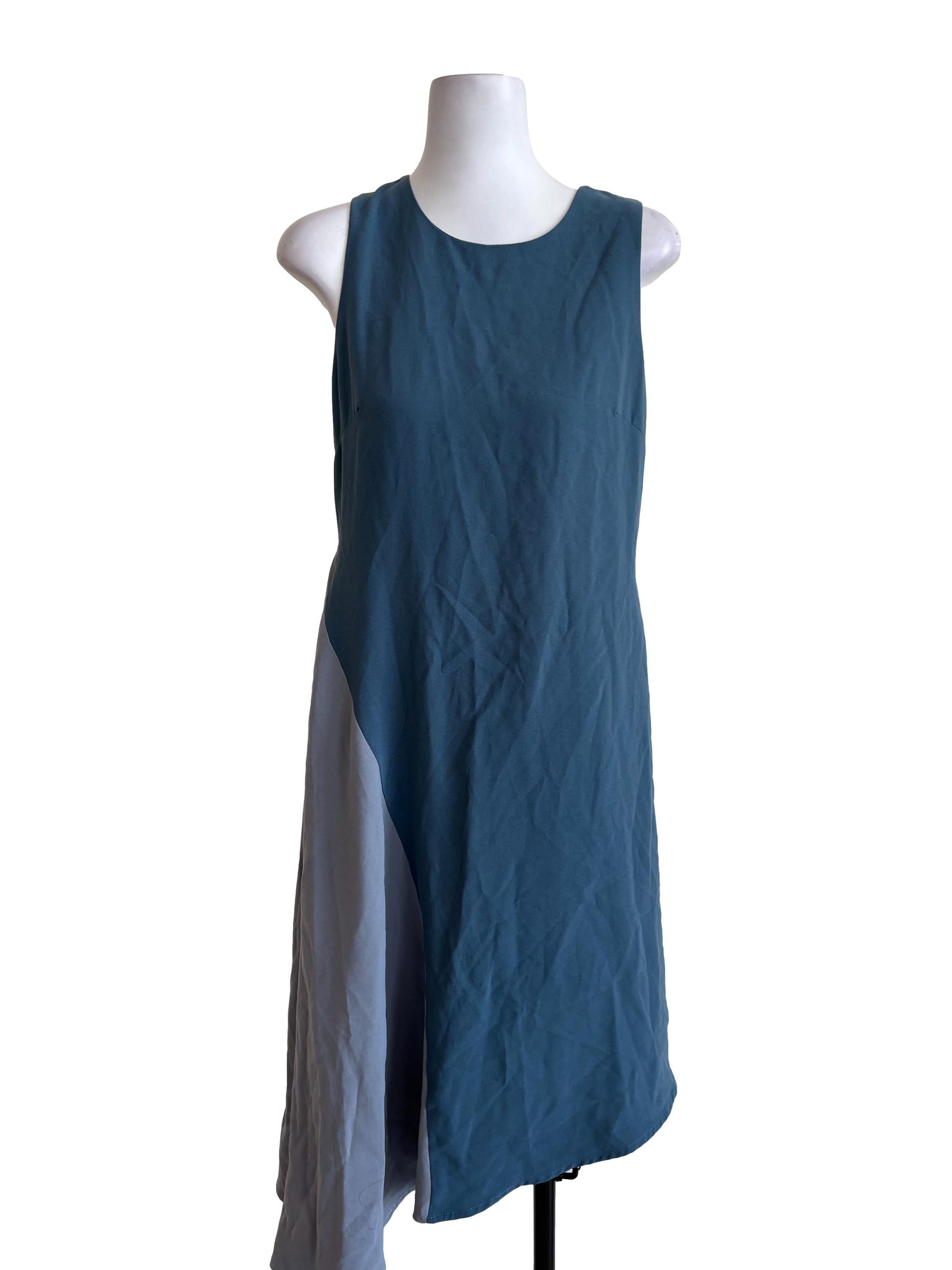 Blue Two Tone Asymmetrical Dress
