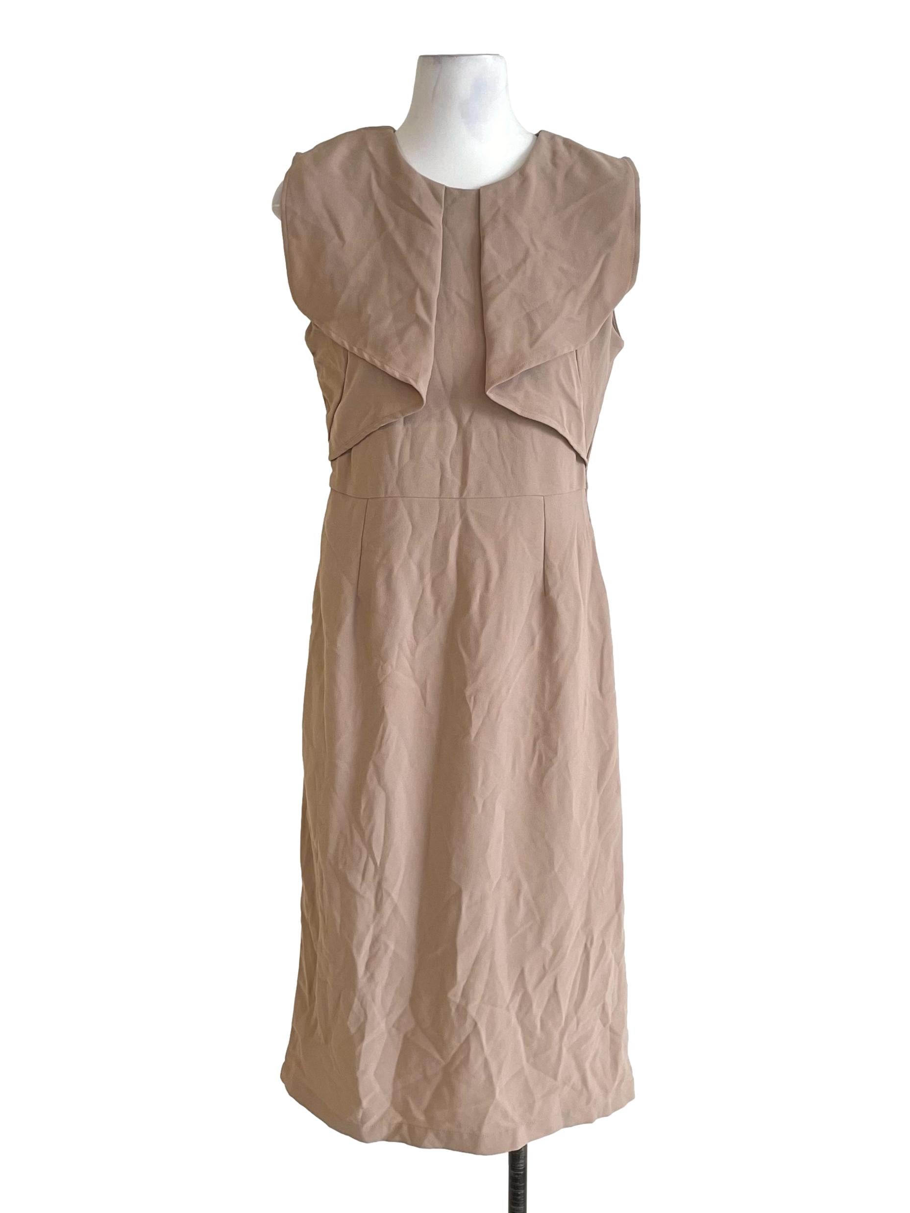 Khaki Brown Overlay Slip Dress