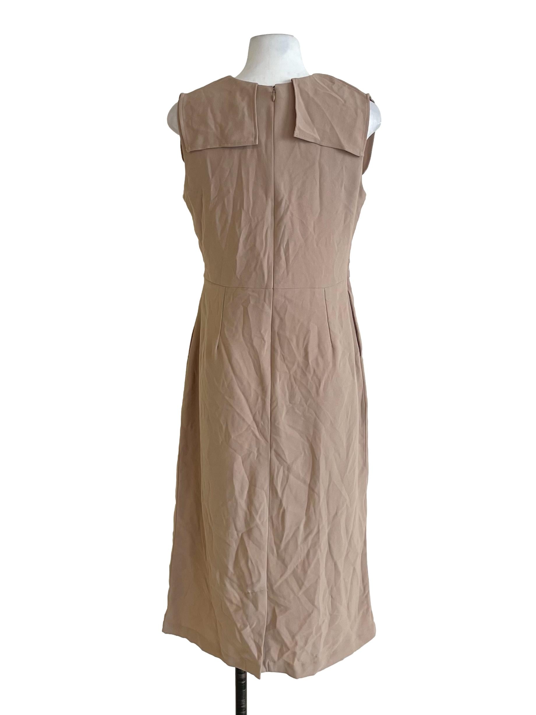 Khaki Brown Overlay Slip Dress