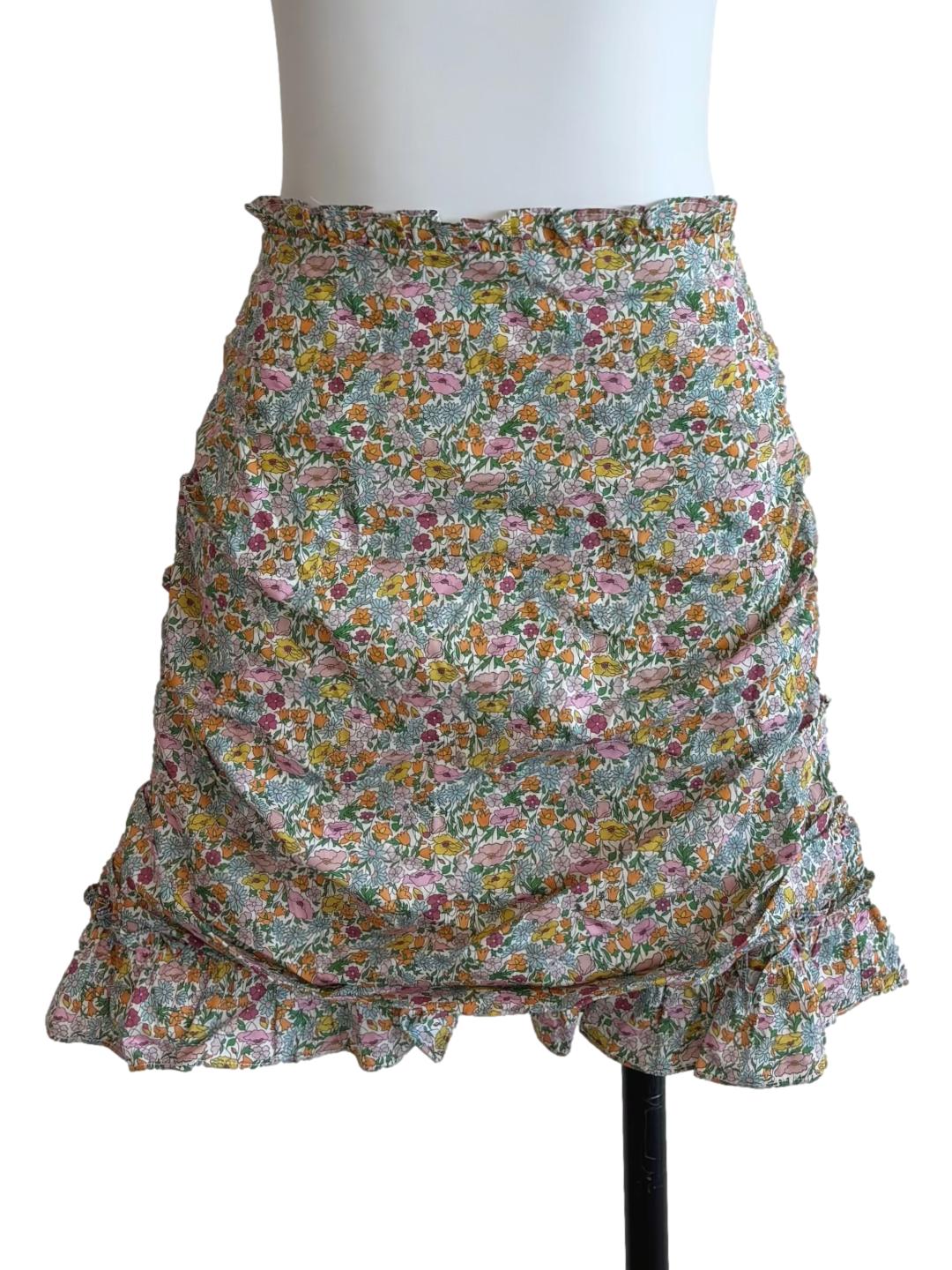 Pistachio Green Mini Floral Skirt
