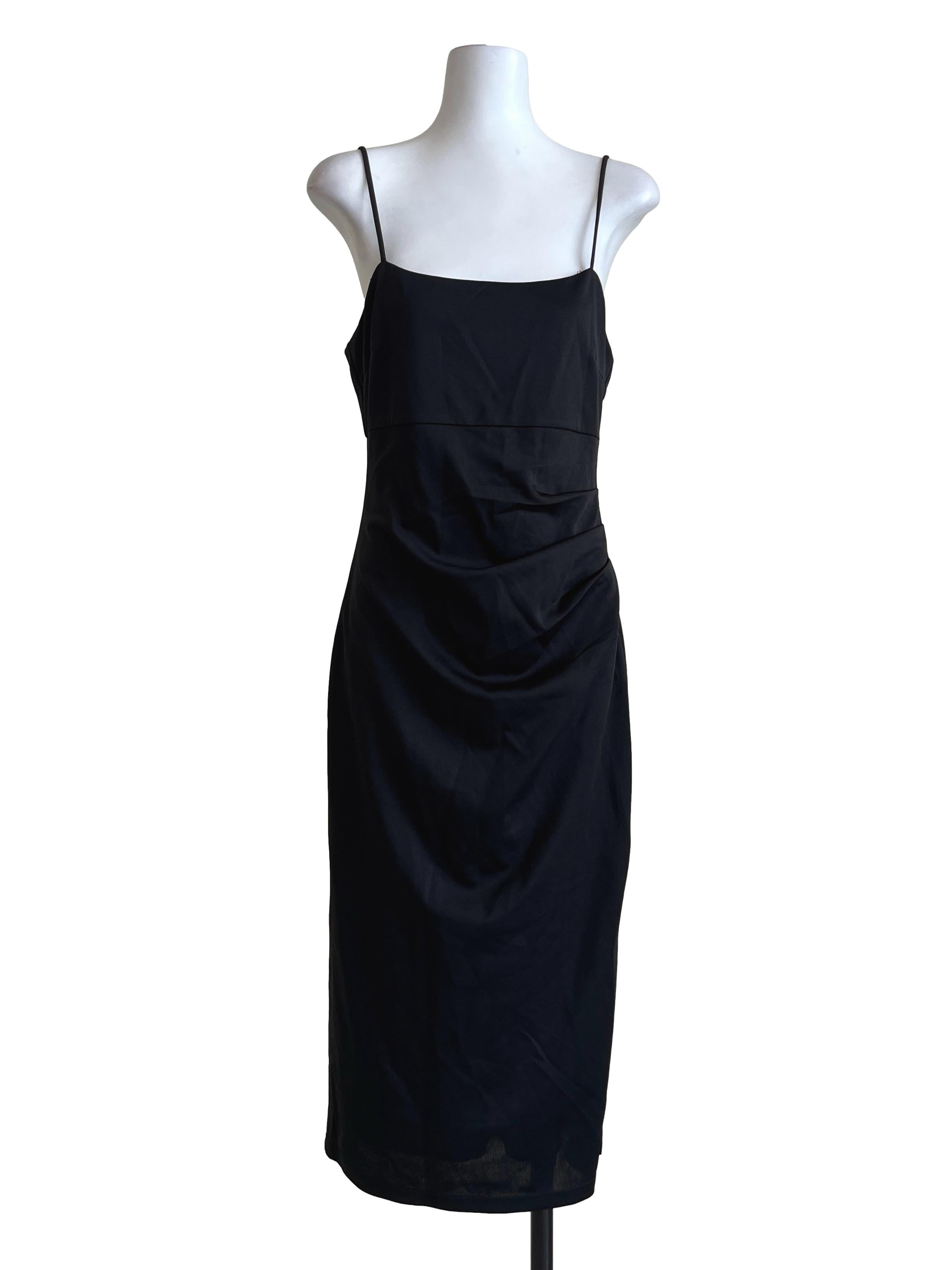 Pitch Black Spaghetti Slip Dress
