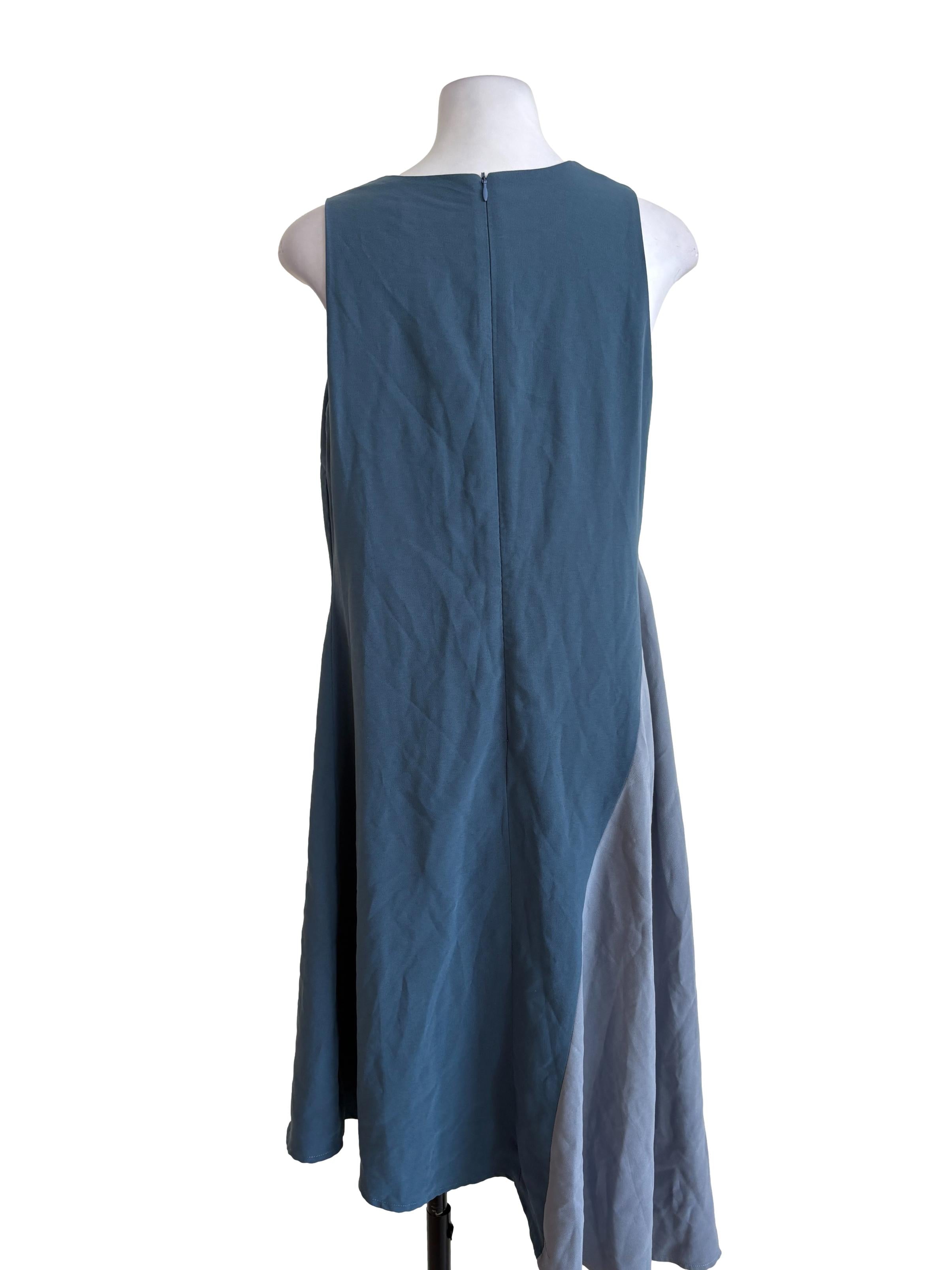 Blue Two Tone Asymmetrical Dress