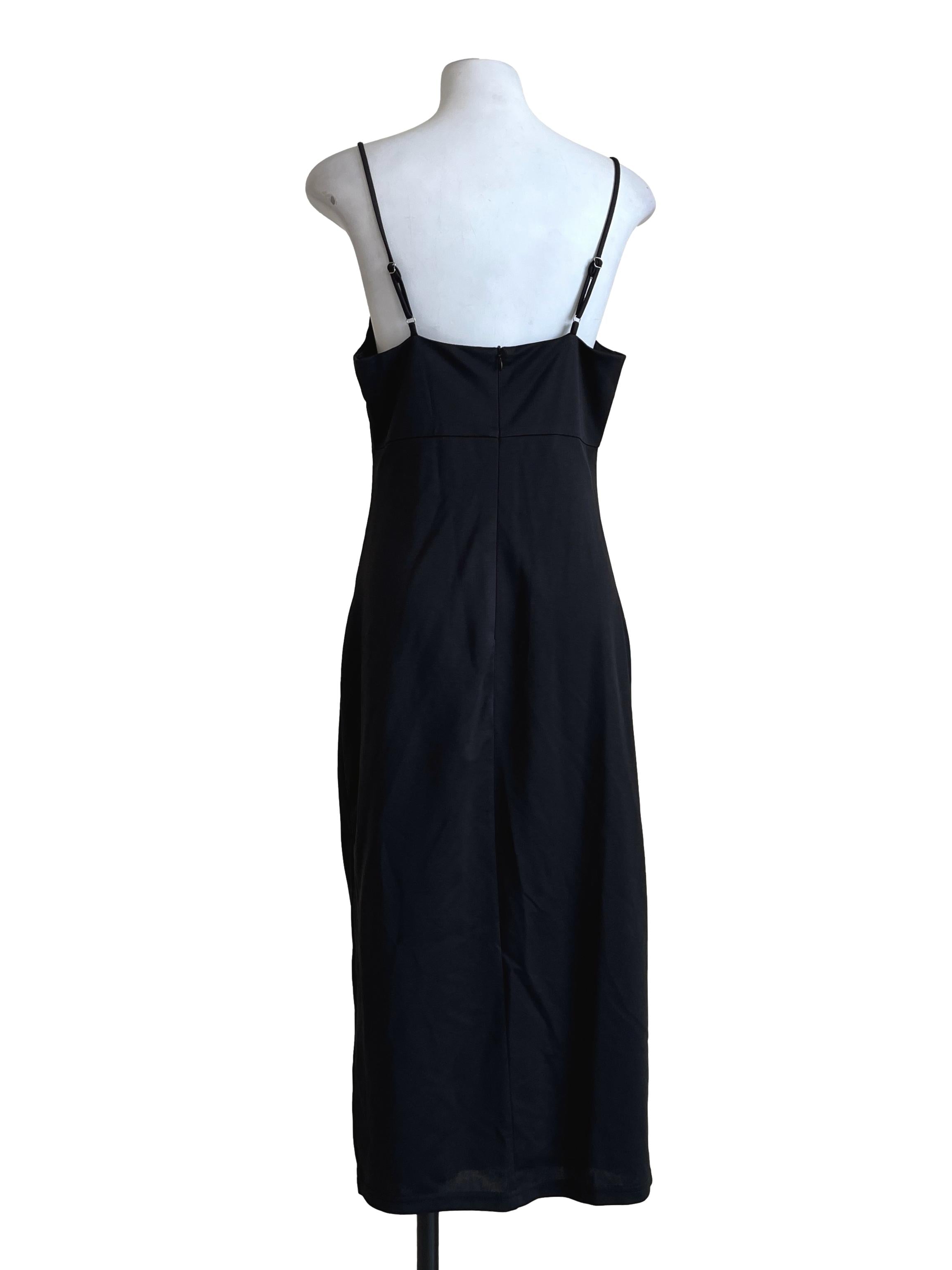 Pitch Black Spaghetti Slip Dress