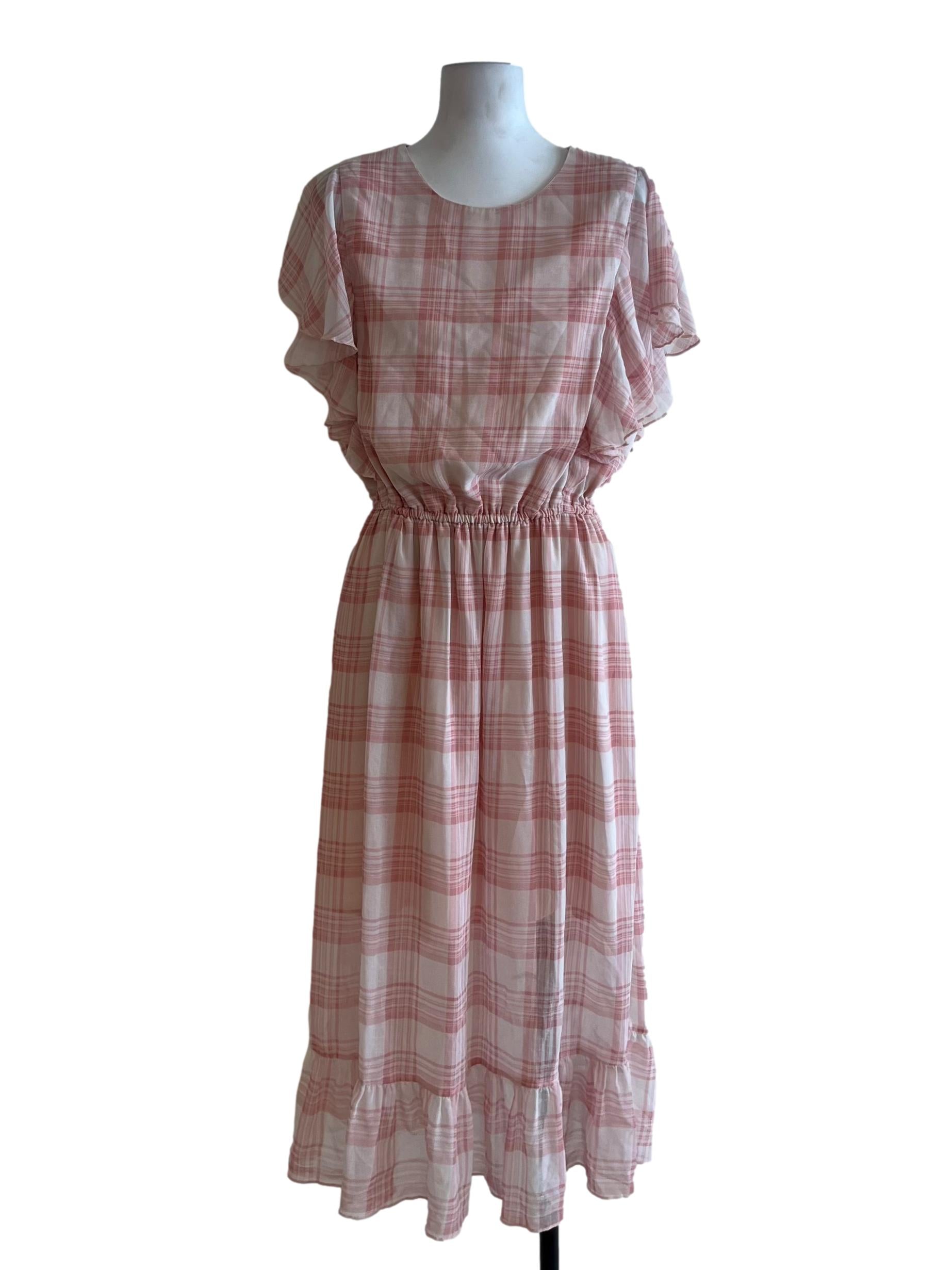 Blush Pink Tartan Empire Dress