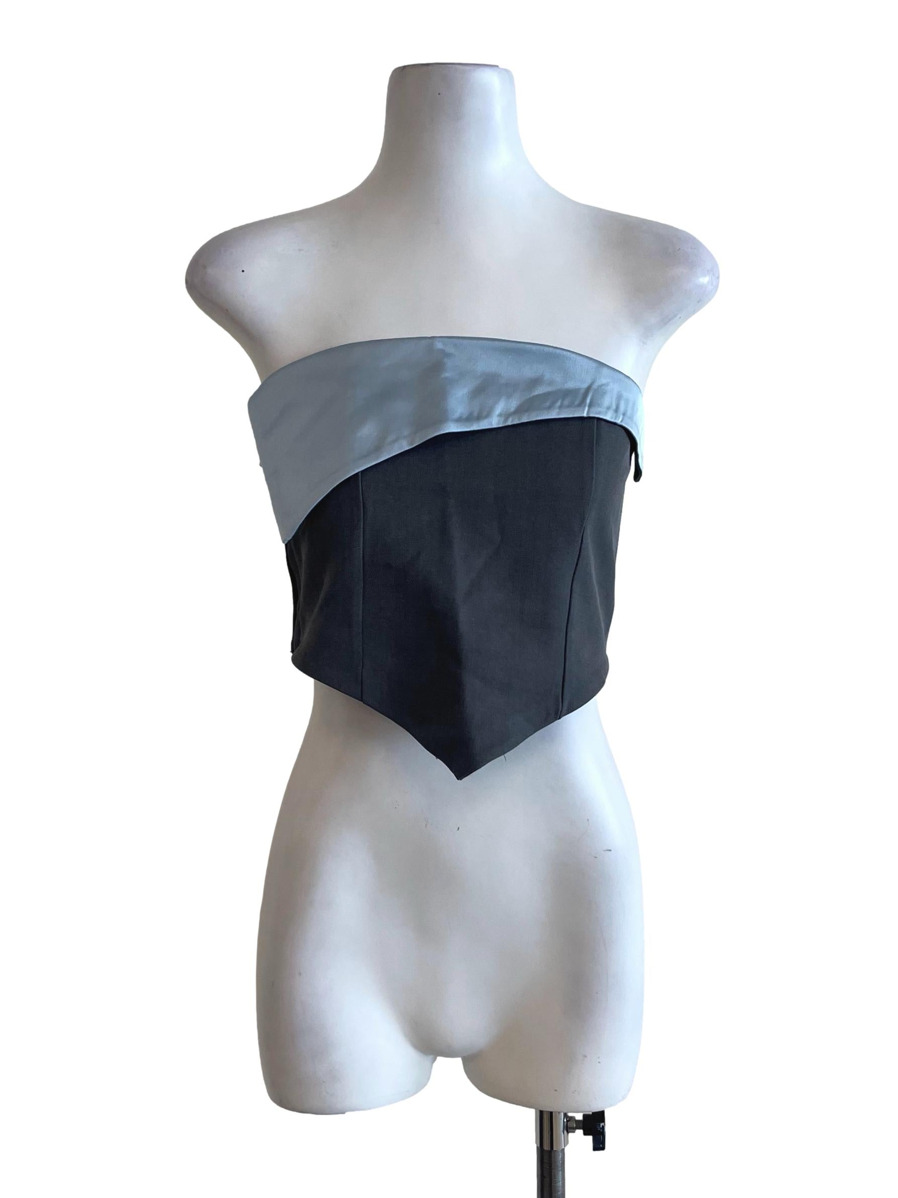 Grey And Shiny Blue Tube Top