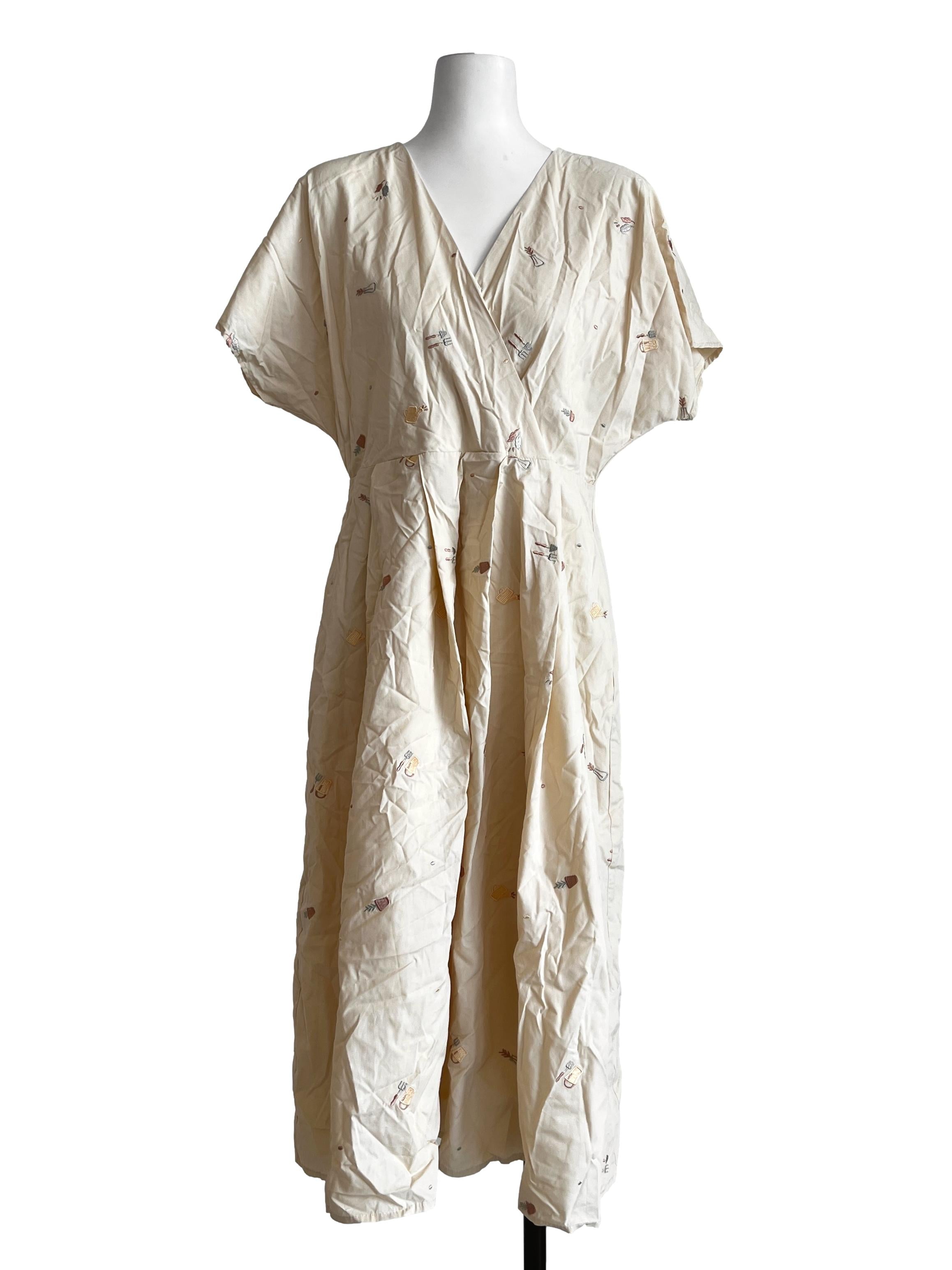 Ivory White V-Neck A-Line Dress
