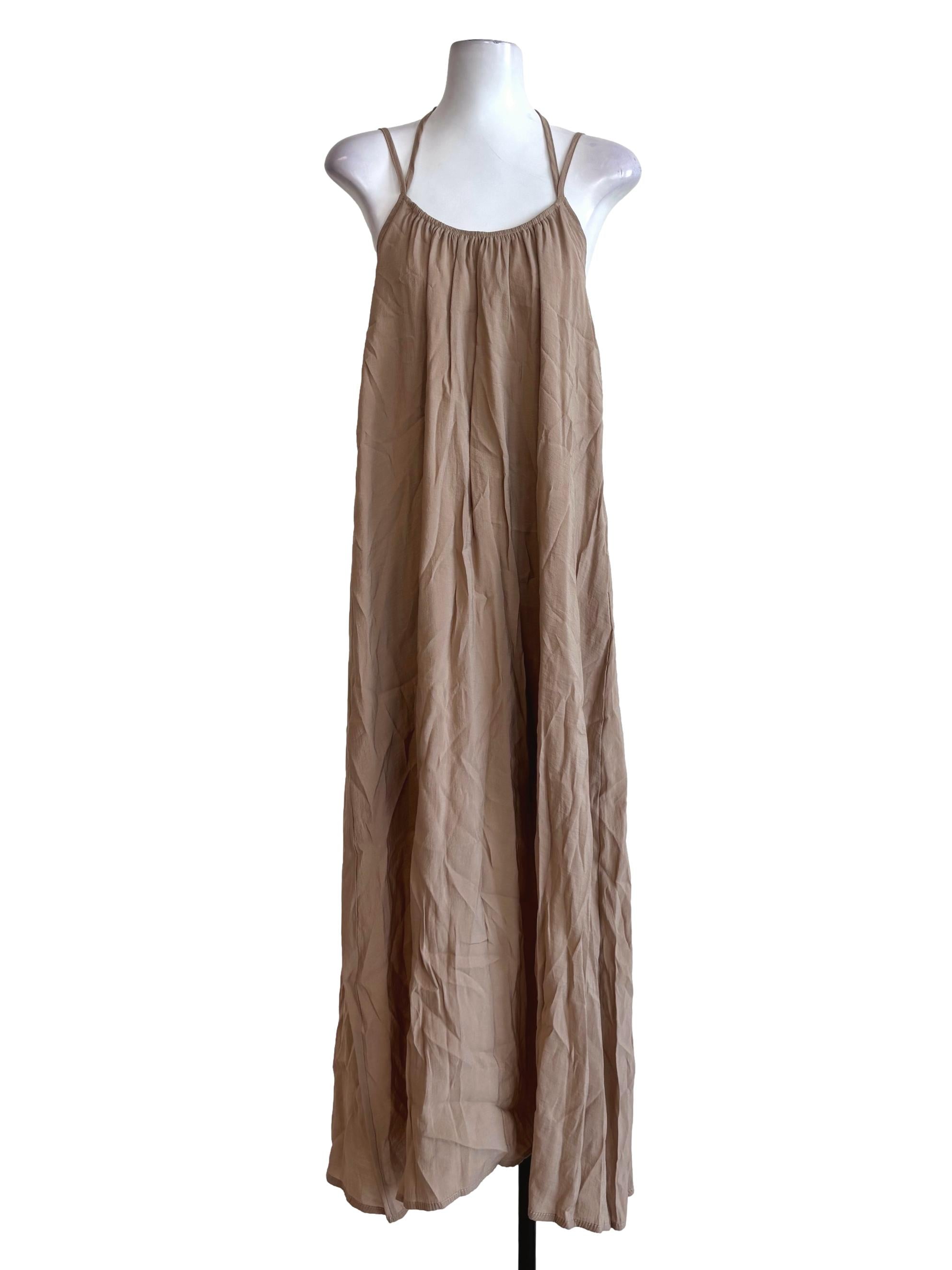 Khaki Brown Double Strap Dress