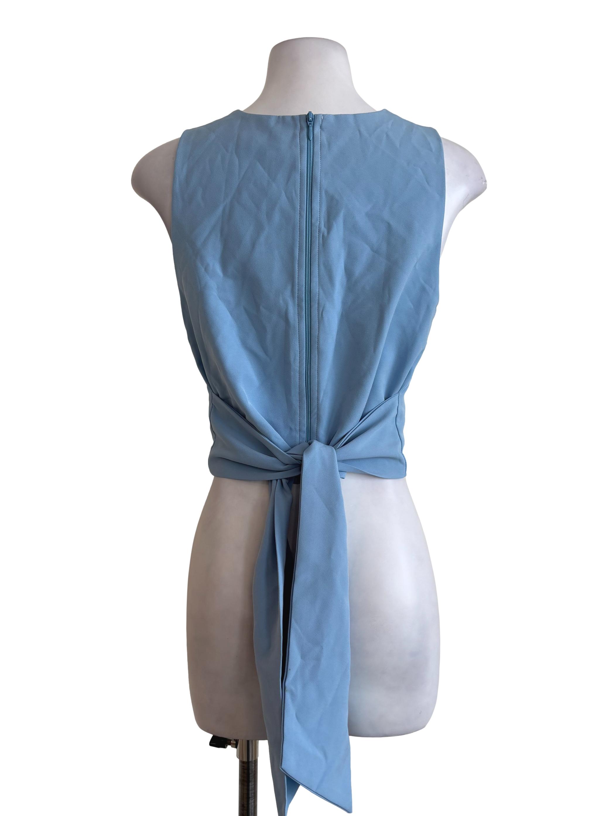 Powder Blue Sleeveless Crop Top