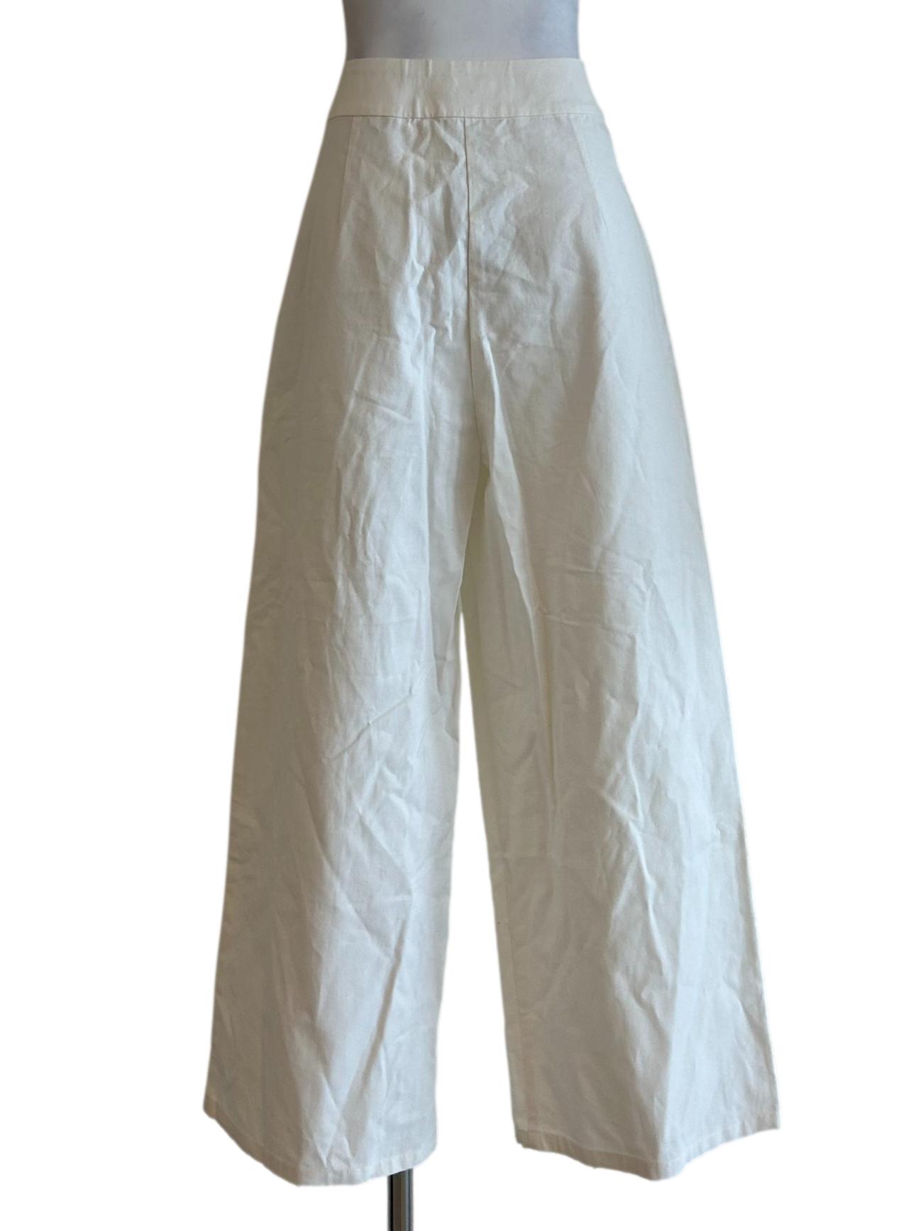 White Double Pleat Cotton Pants OSN