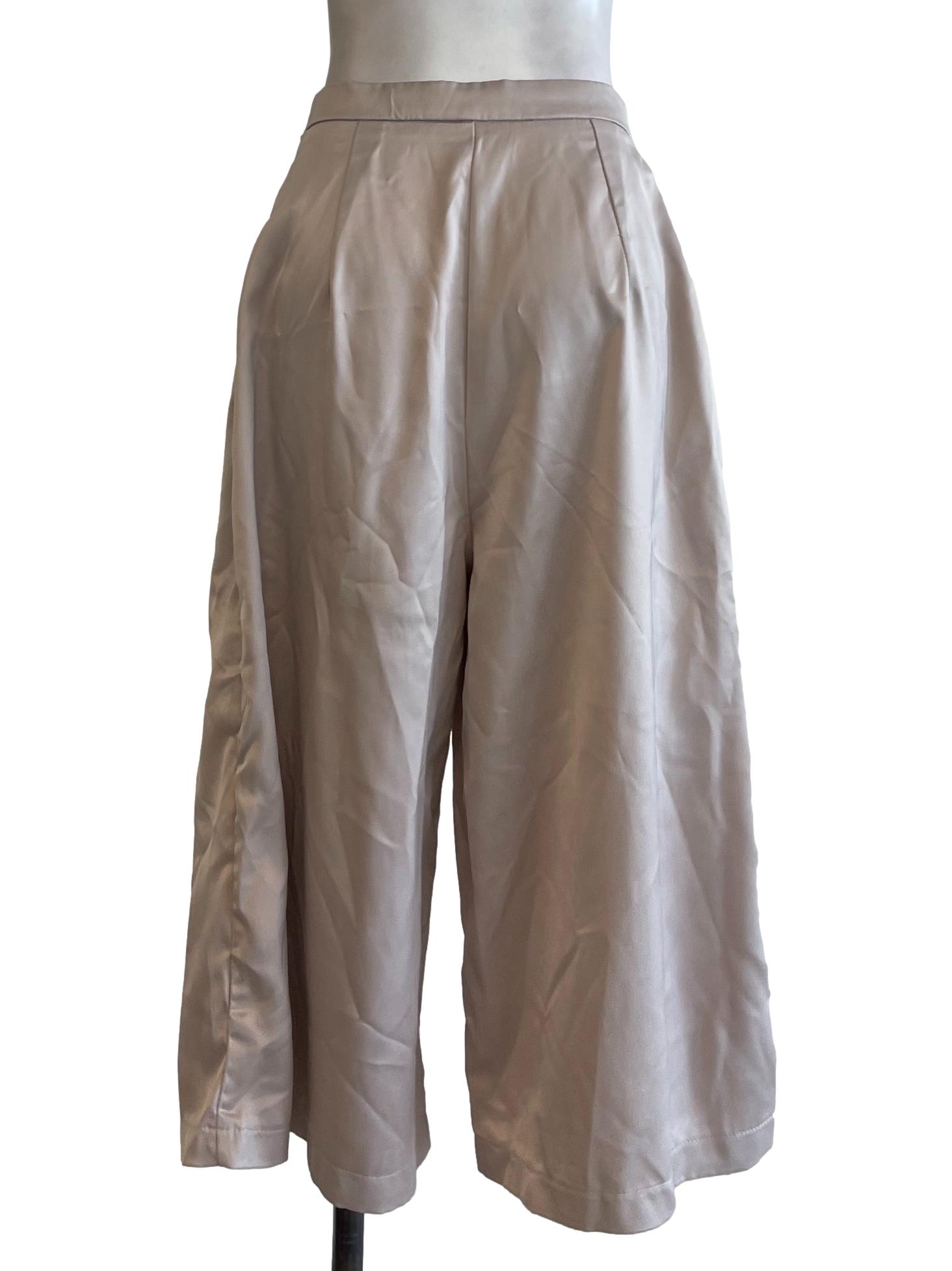 Oatmeal Satin Culottes