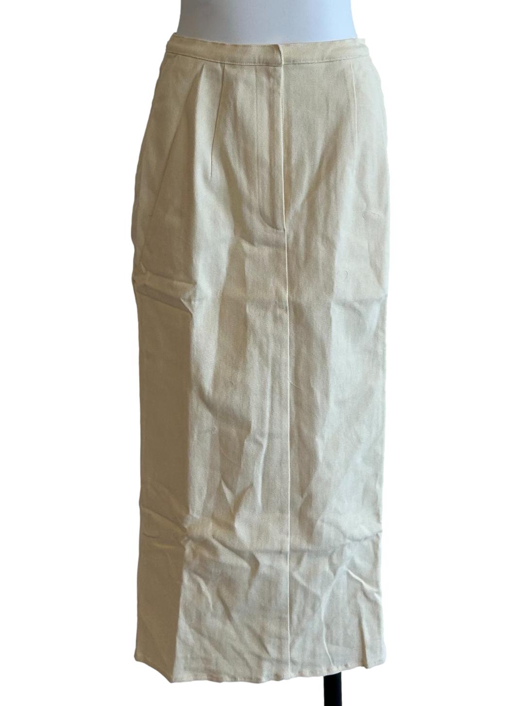 Nude Cotton Stretch Straight-Cut Skirt OSN
