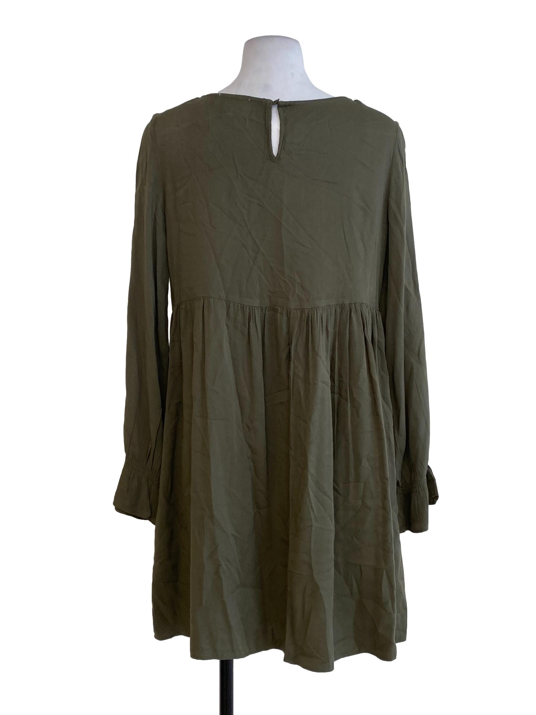 Dark Green Blouson Dress