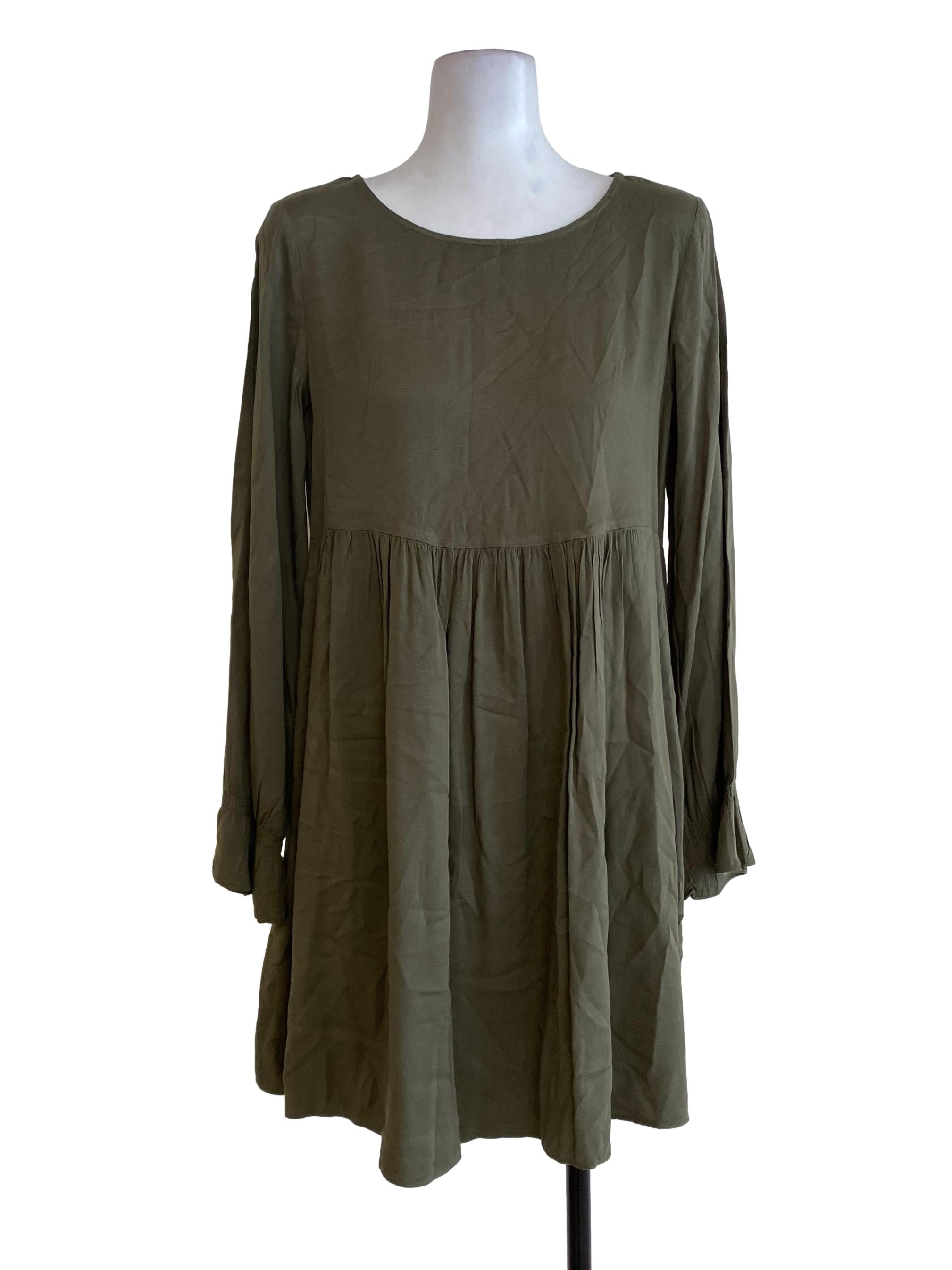Dark Green Blouson Dress