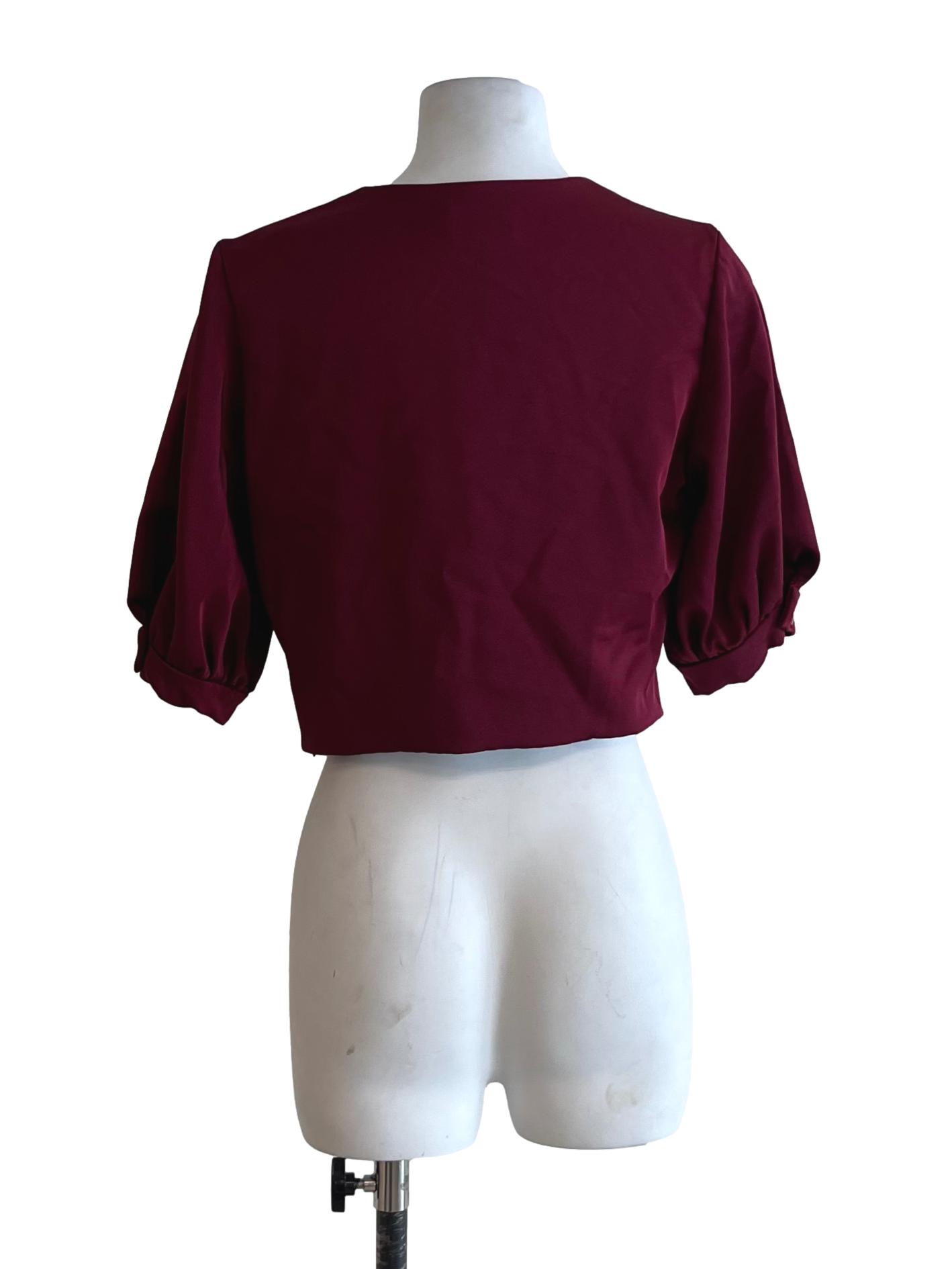 Wine Red V-Neckline Blouse