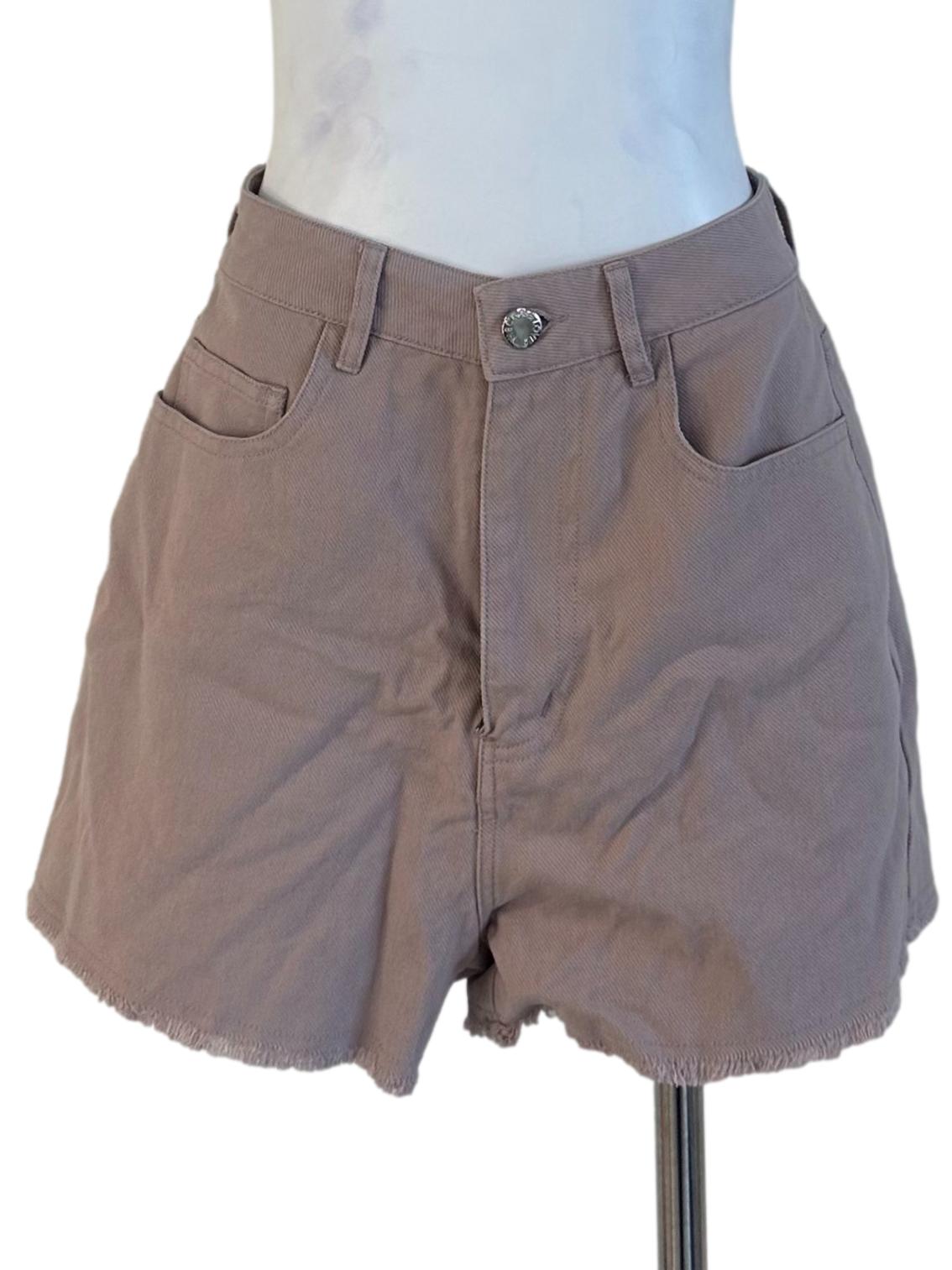 Dusty Pink Plain Denim Shorts