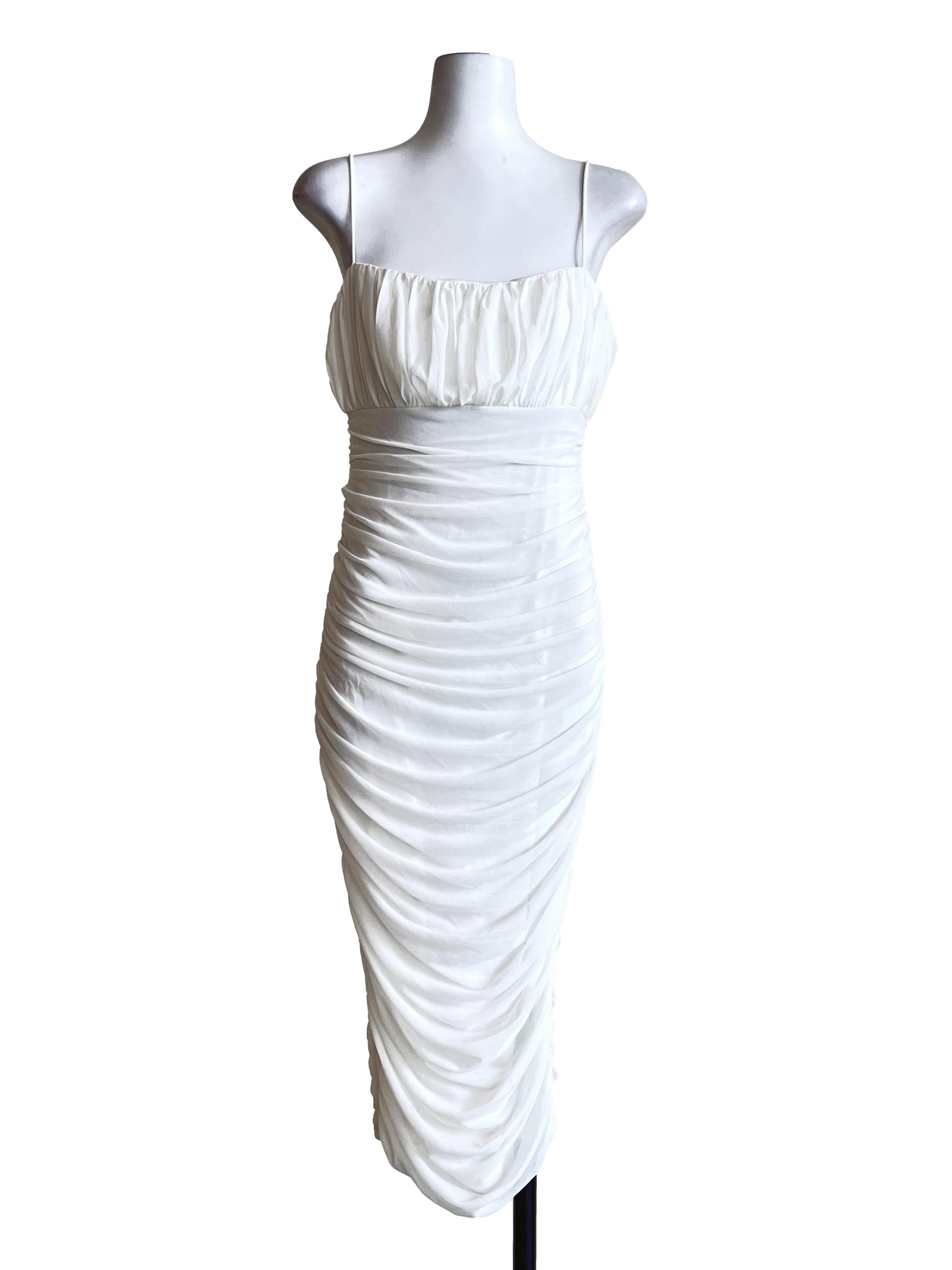 Off White Spaghetti Bodycon Dress