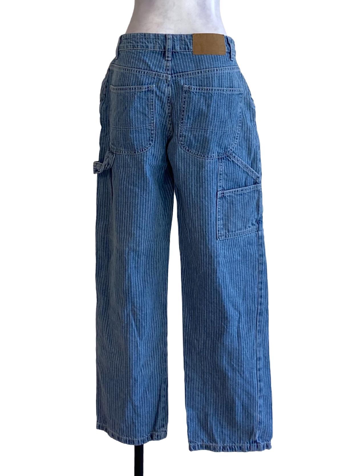 Denim Blue Thin Stripes Regular Straight Jeans