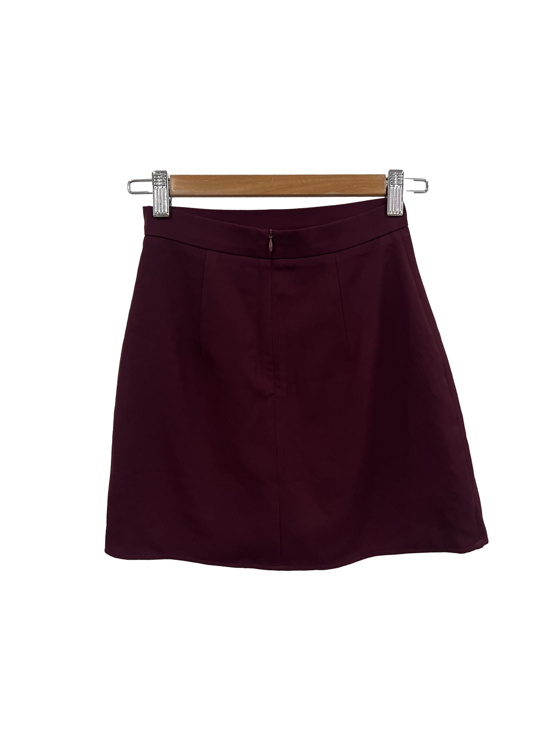 Wine Red Ruched Skirt