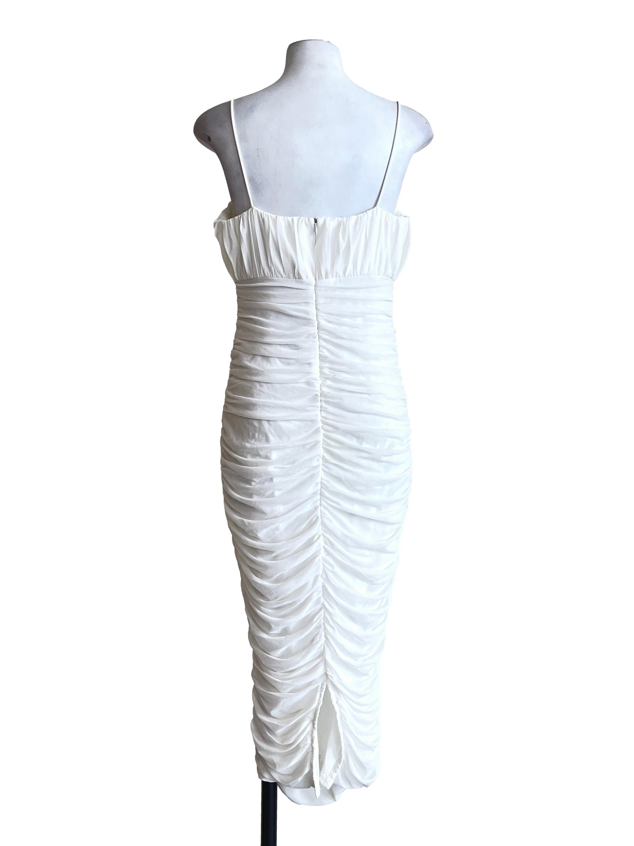 Off White Spaghetti Bodycon Dress