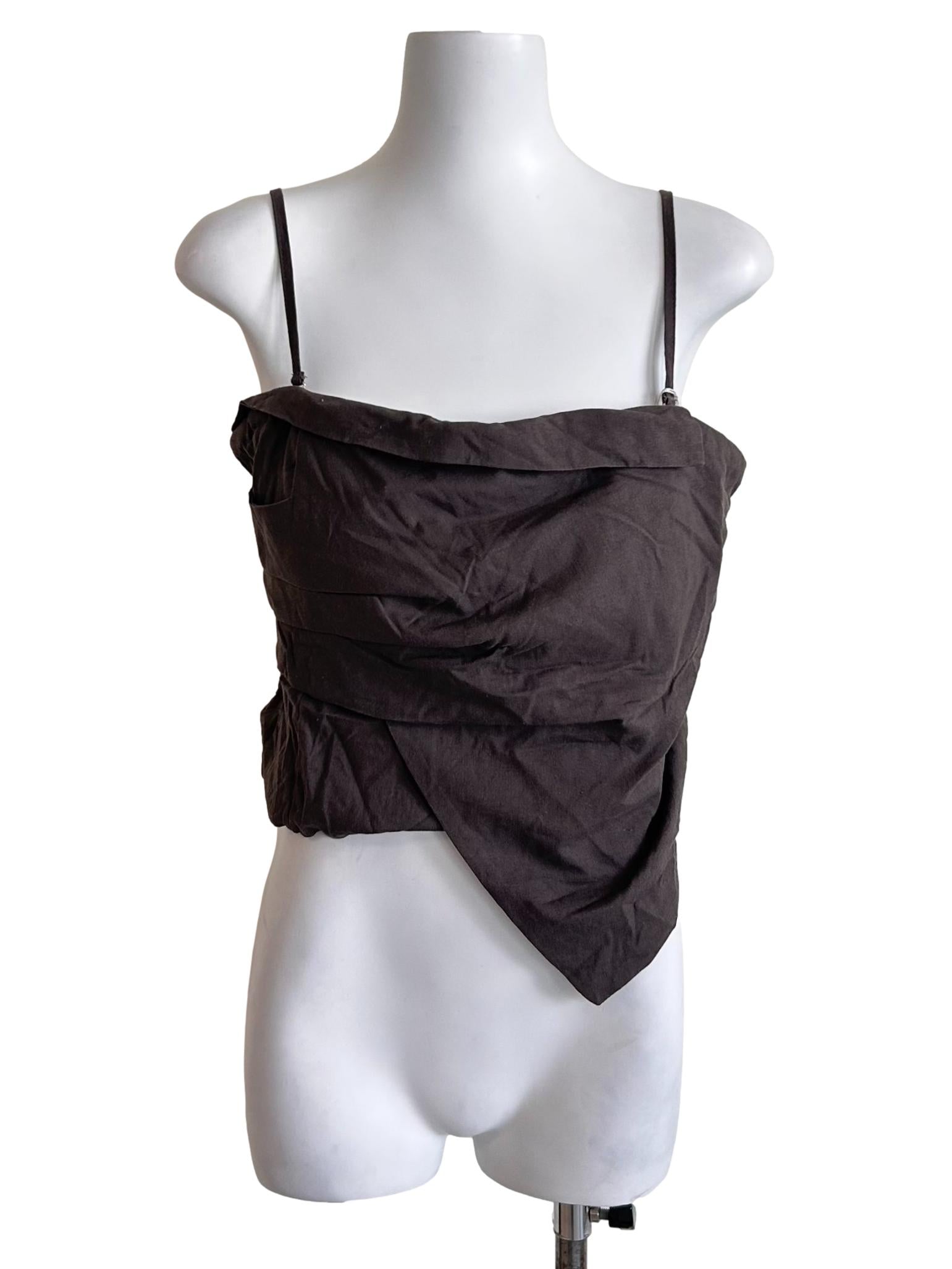 Ash Brown Asymmetric Camisole Top