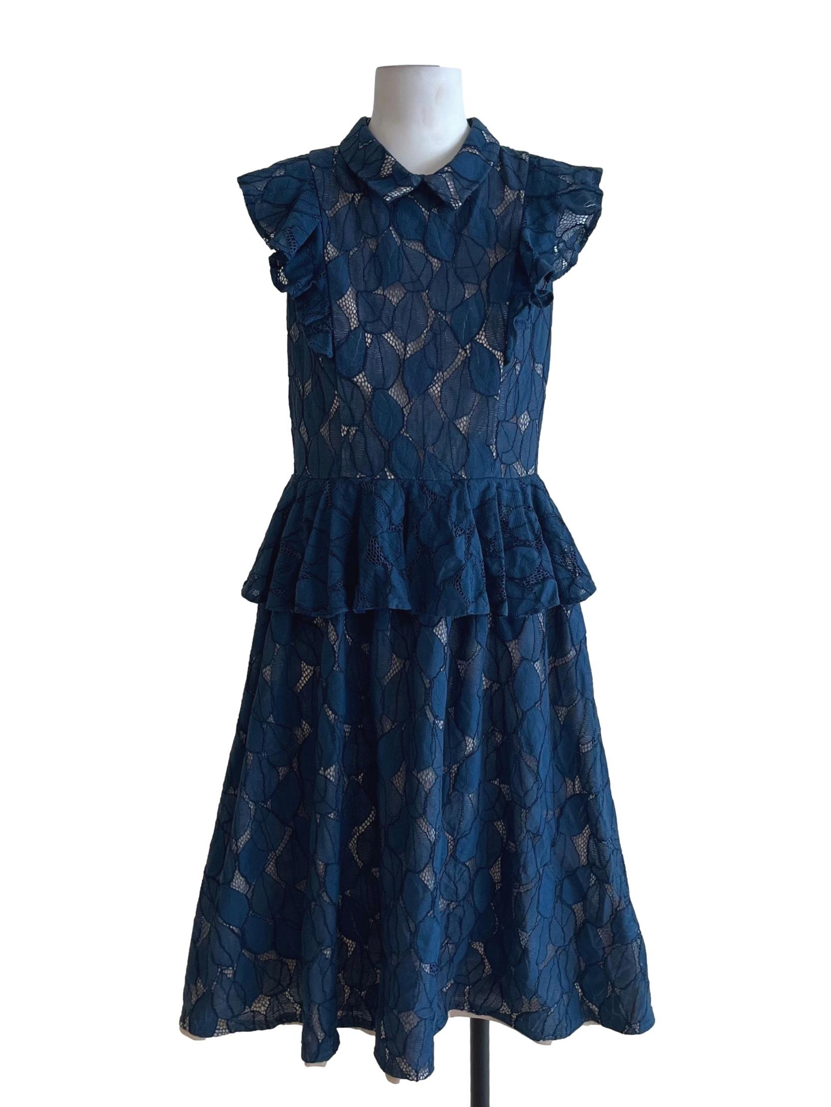 Aegean Blue Lace A-Line Dress