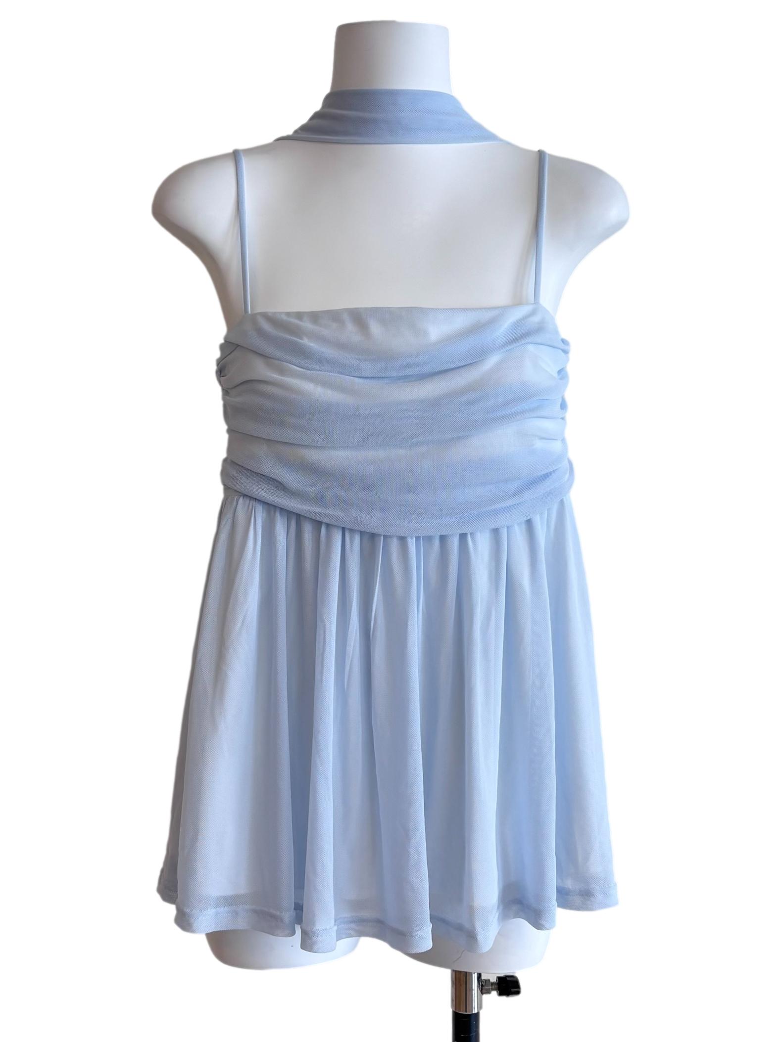 Ice Blue Soni Mesh Babydoll Top