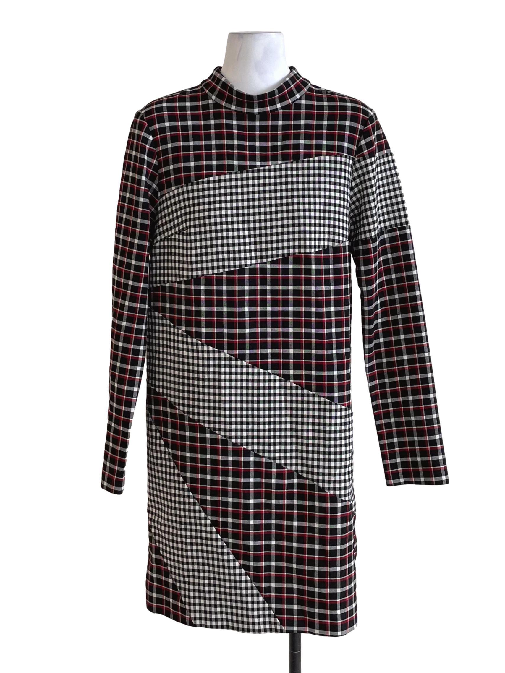 Black & White Checkers Mid Neck Dress