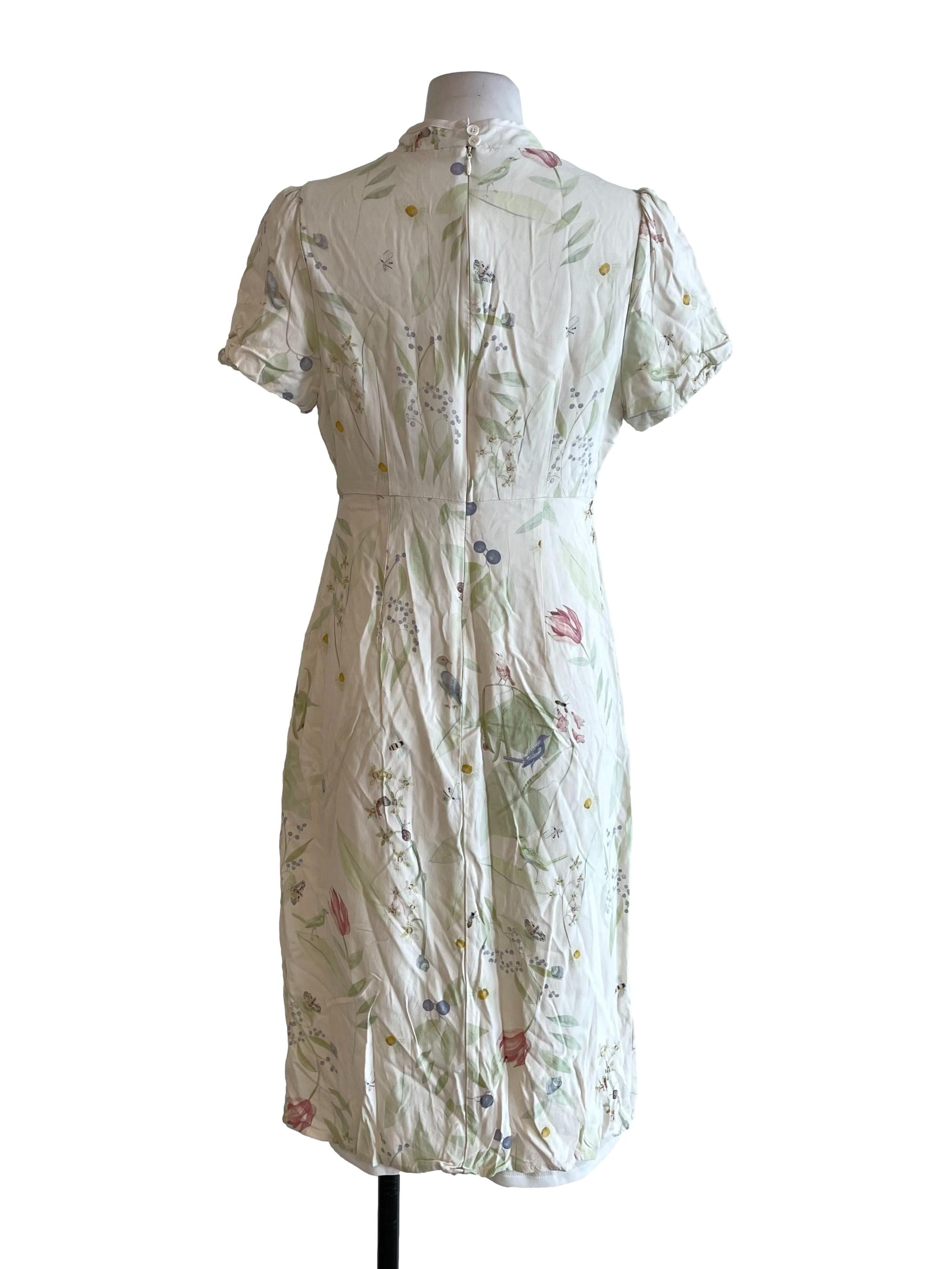 Cream Floral Cheongsam Dress