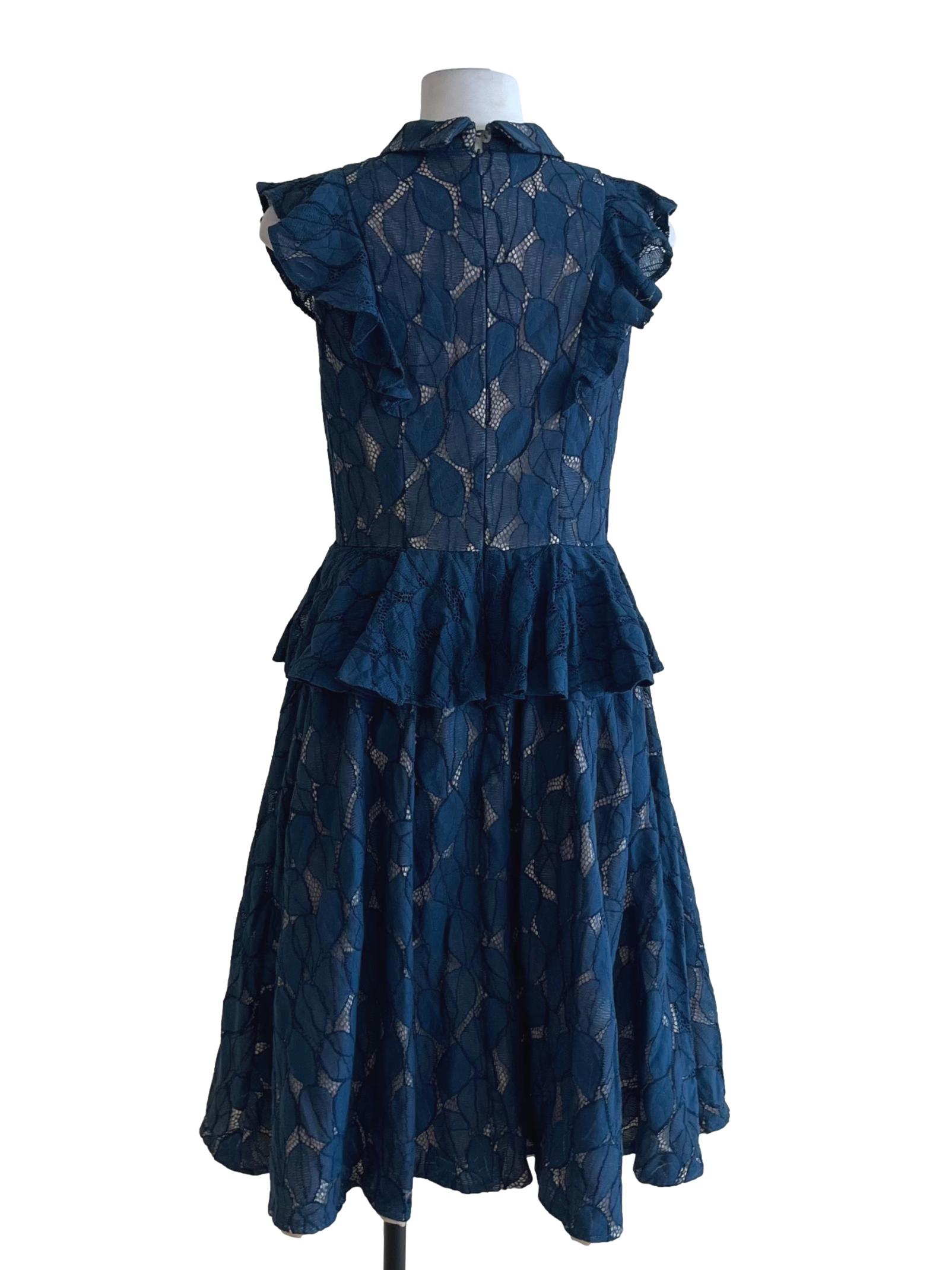 Aegean Blue Lace A-Line Dress