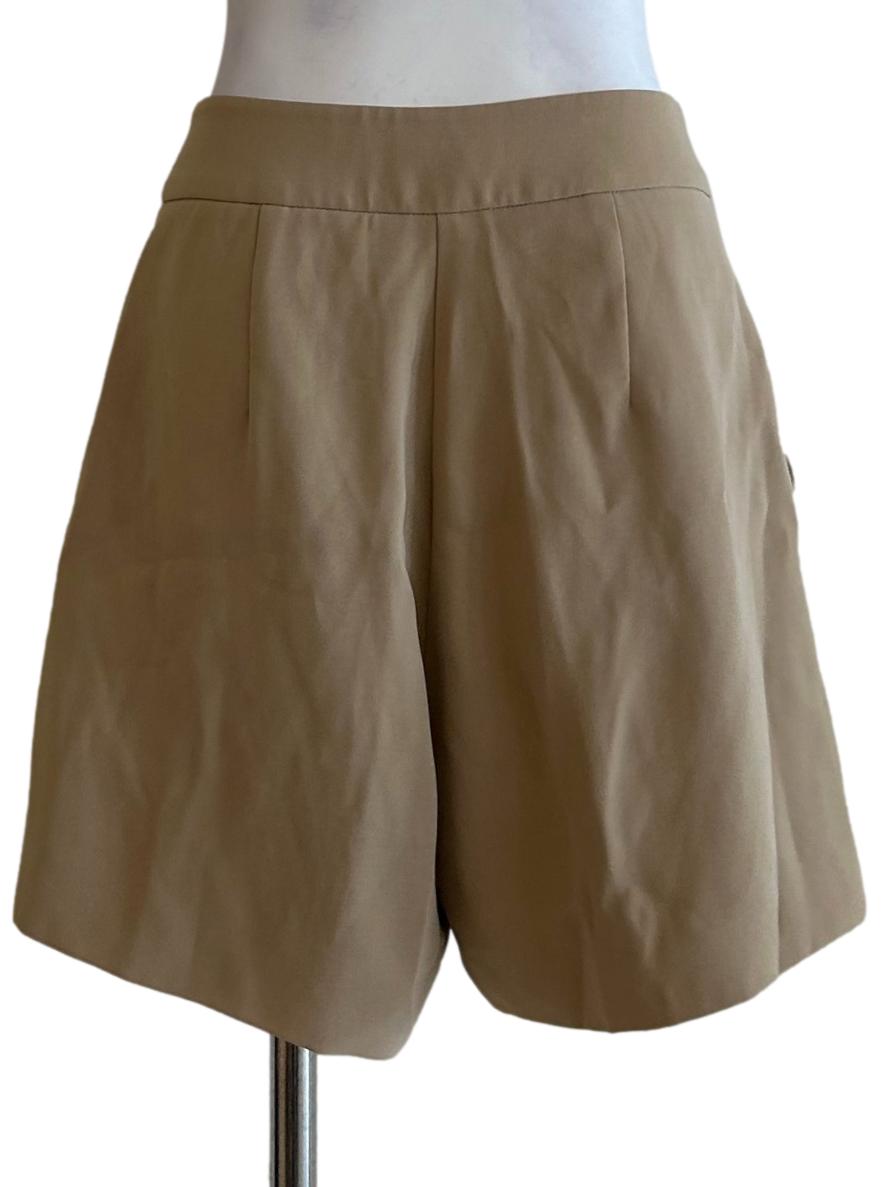 Khaki Cotton High-Waisted Shorts OSN