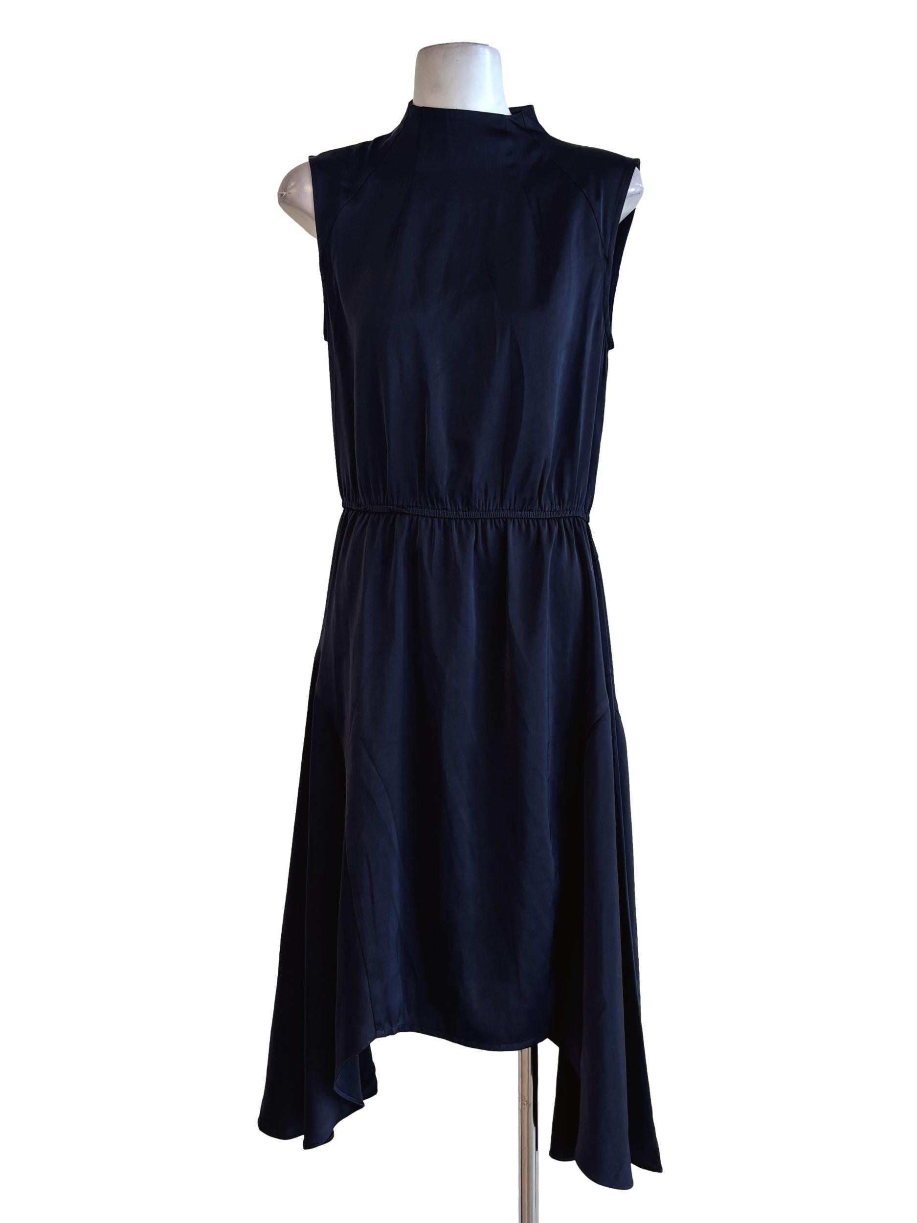 Midnight Blue Halter Silk Flowy Dress