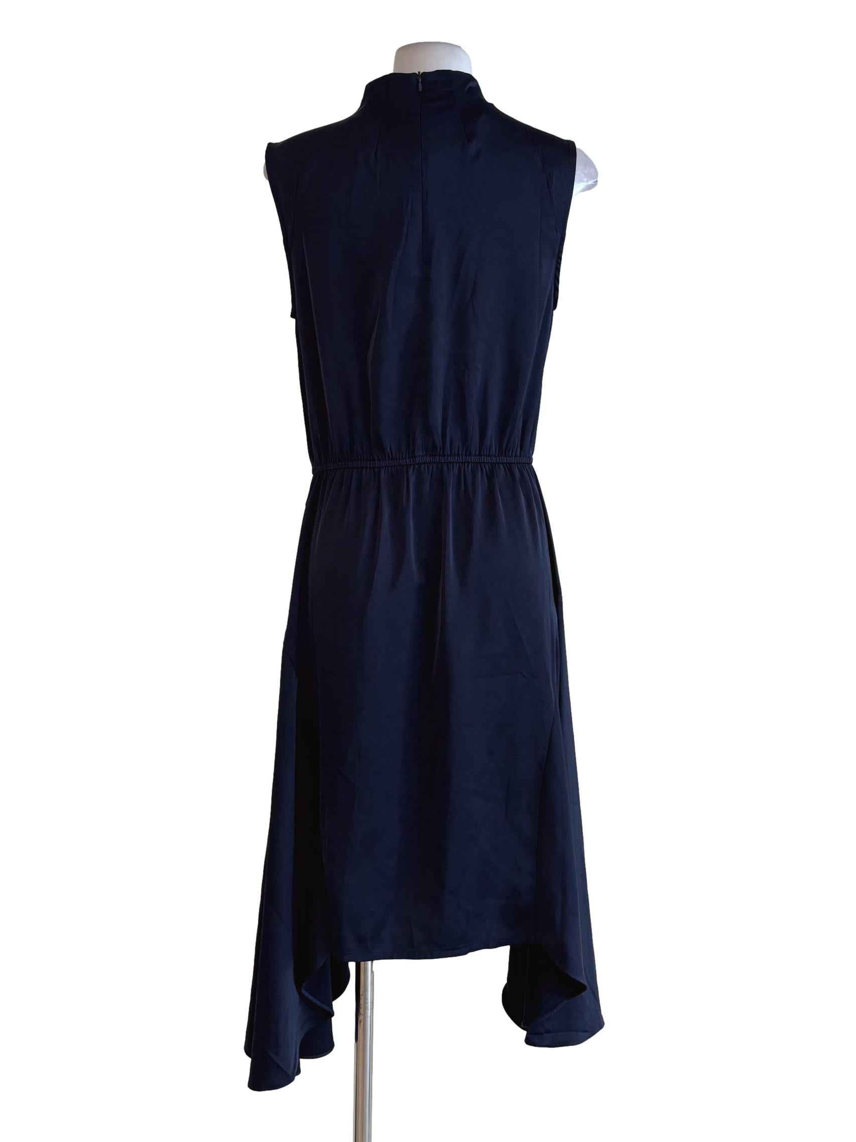 Midnight Blue Halter Silk Flowy Dress