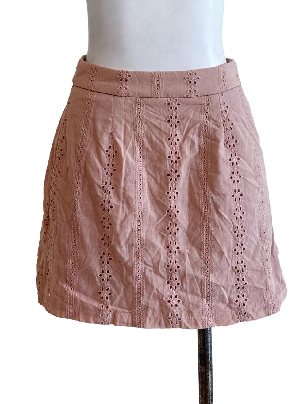 Peach Embroidered Skorts