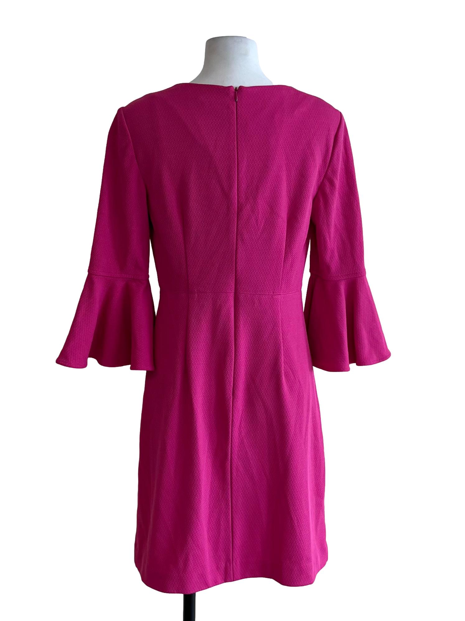 Fuchsia Pink V-Neckline Empire Dress