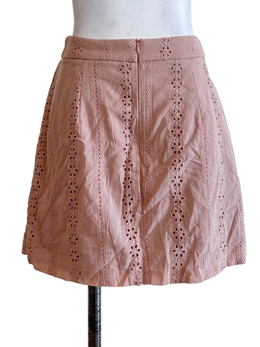 Peach Embroidered Skorts