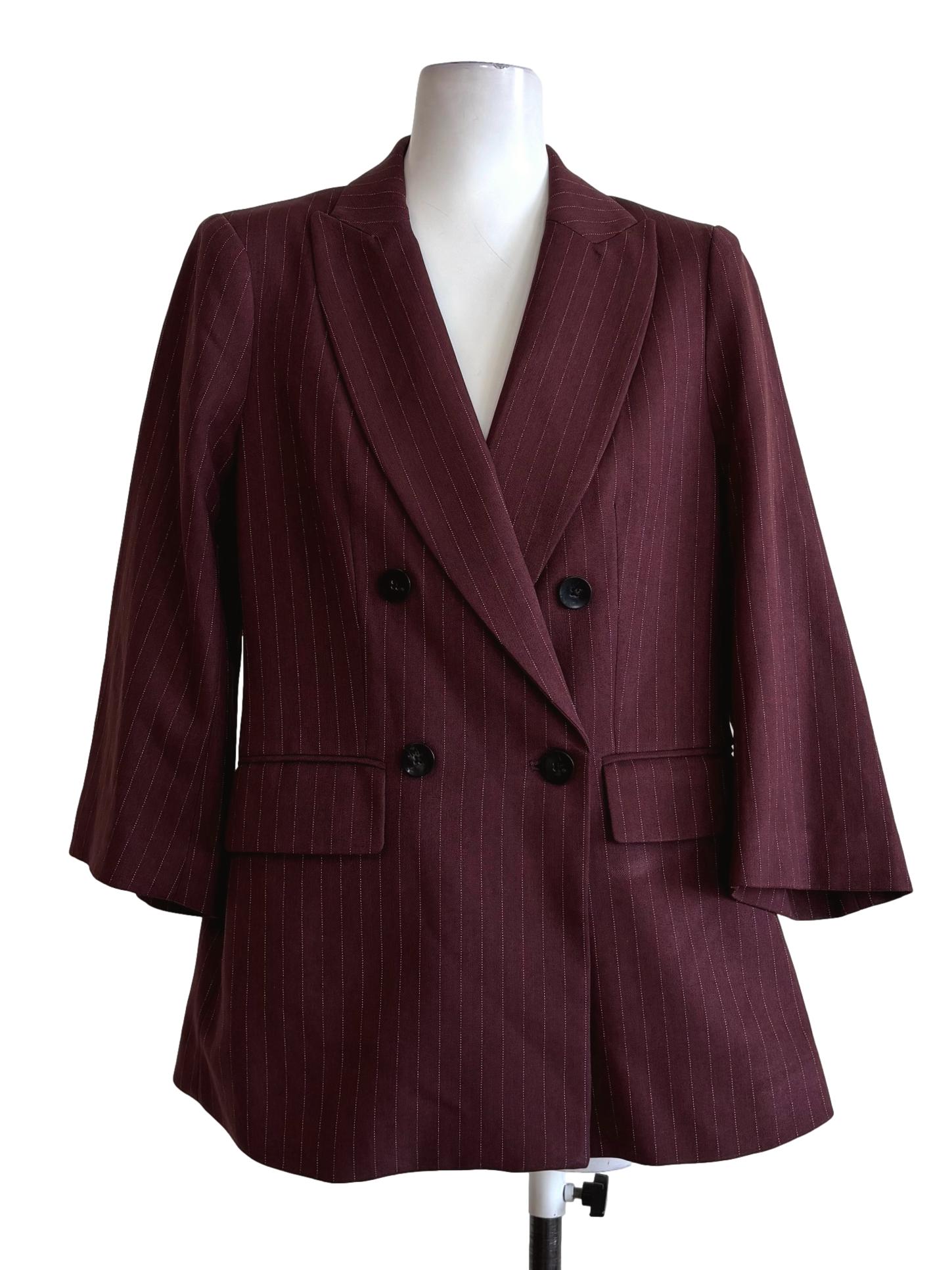 Mahogany Red Double Button Blazer