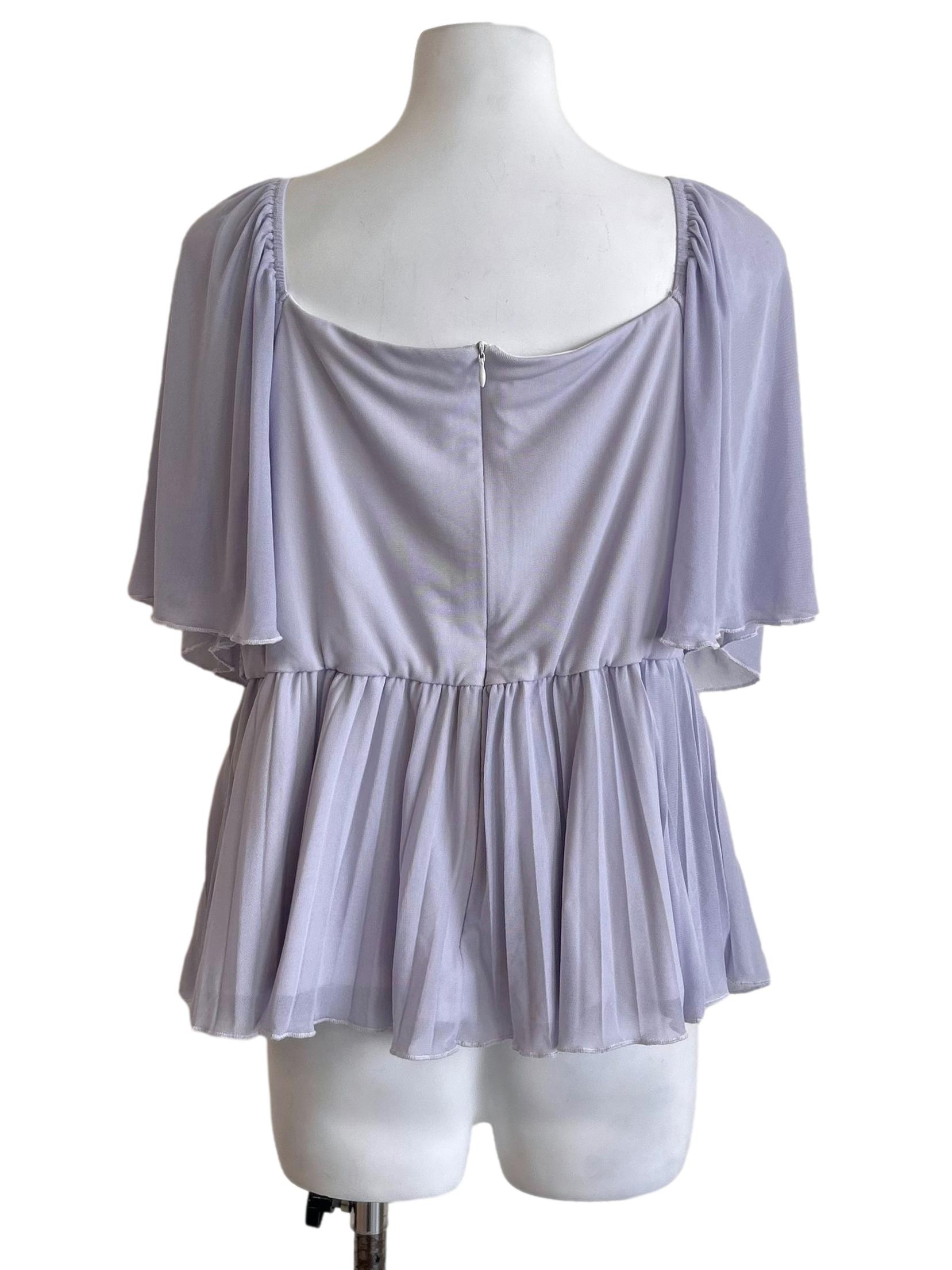 Lilac Mesh Flutter Sleeves Top
