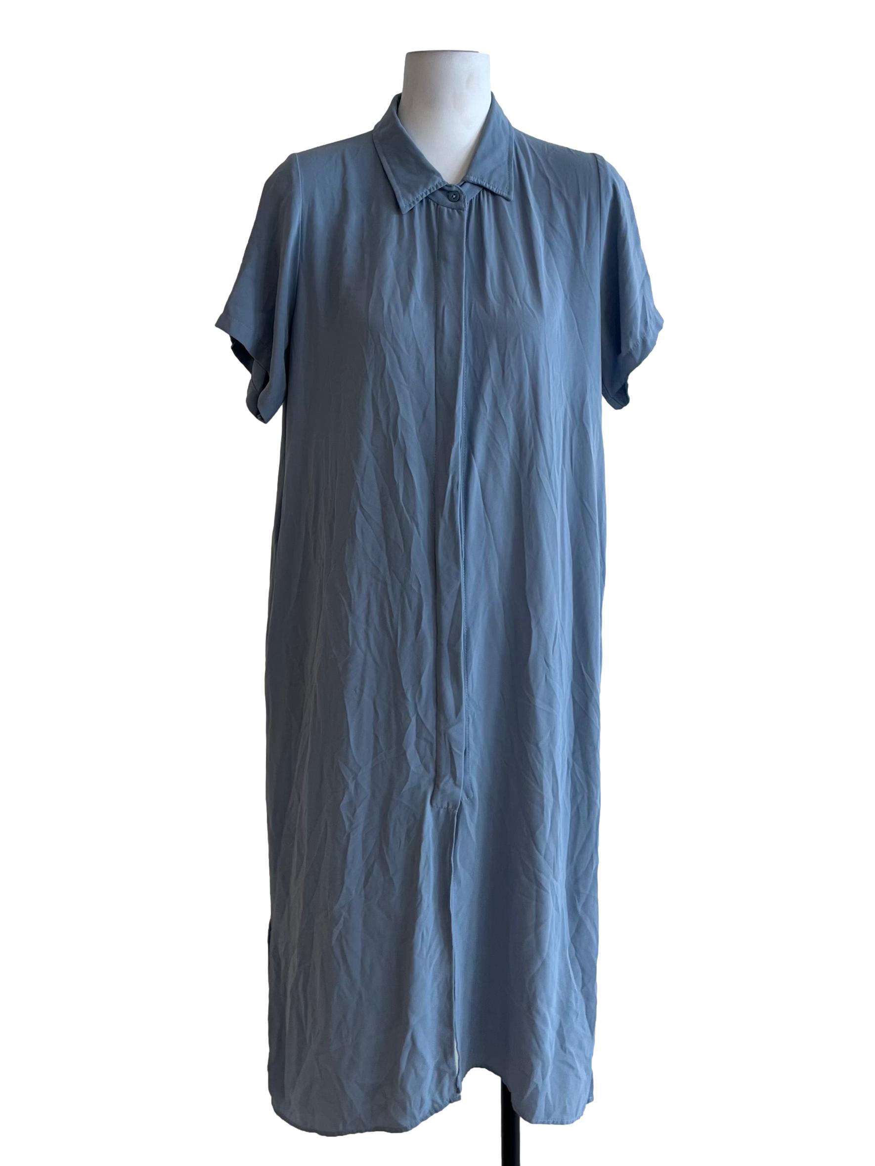 Sky Blue Wing Collar Empire Dress