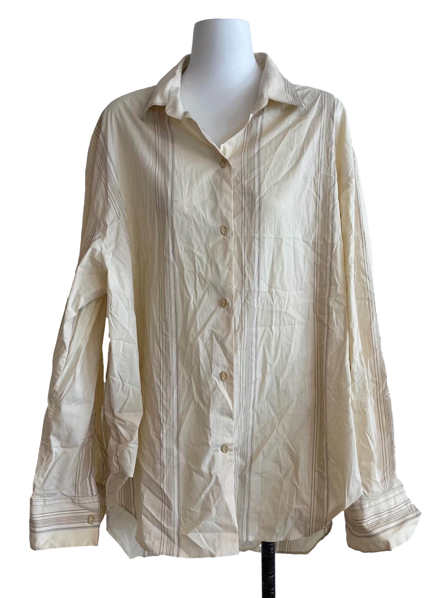 Cream Striped Buttoned Shirt