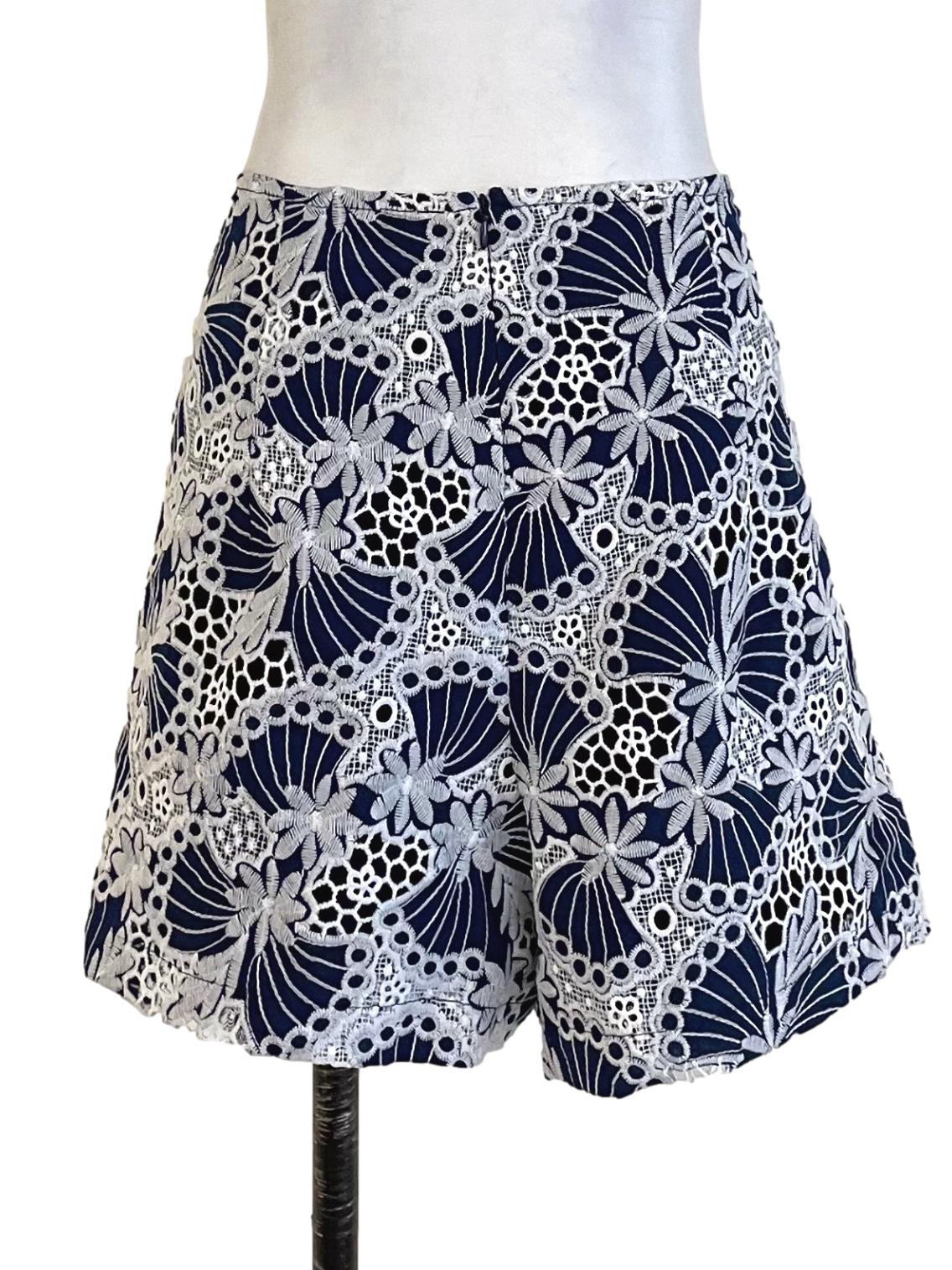 Dark Blue & White Lace Shorts