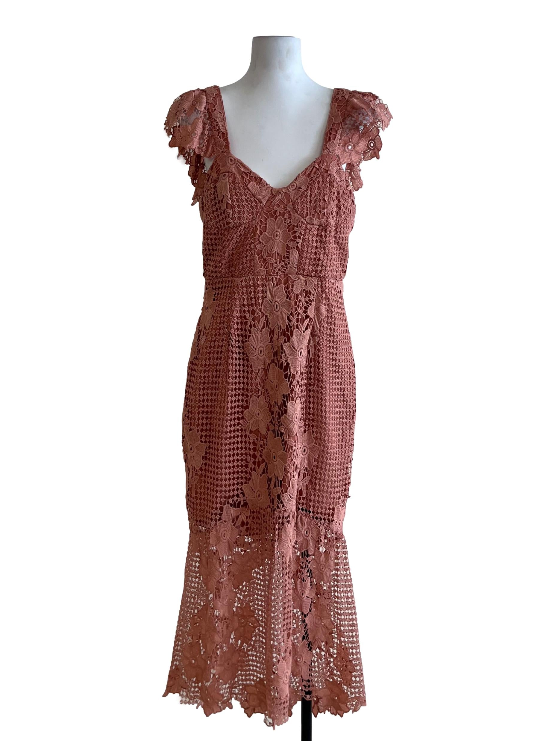 Blush Red Lace A-Line Dress
