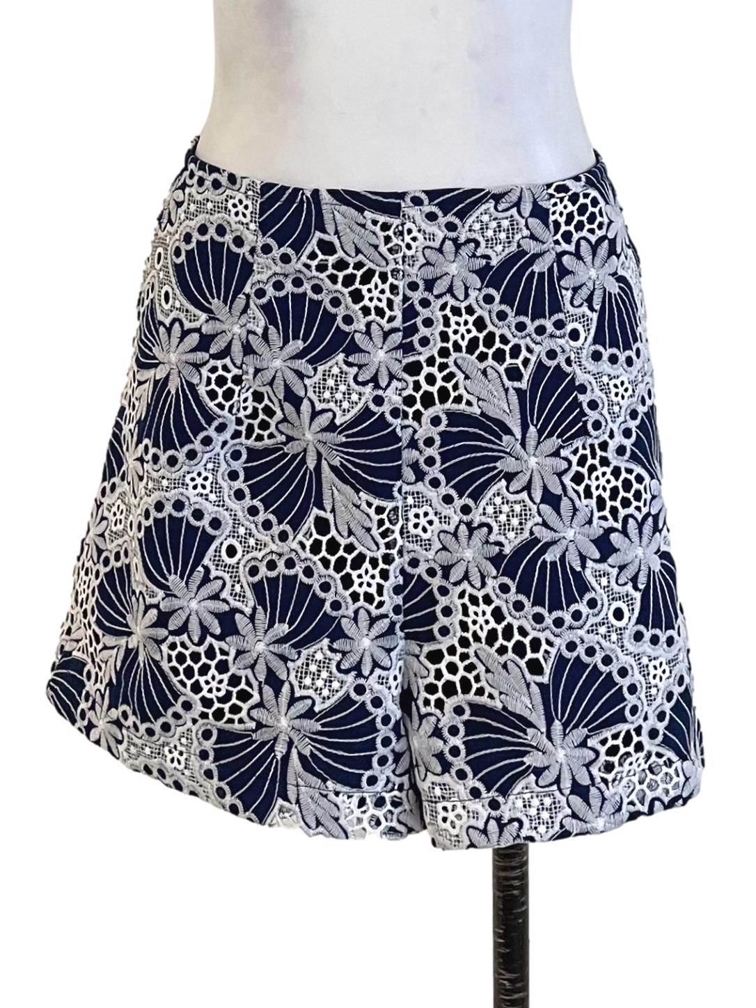 Dark Blue & White Lace Shorts
