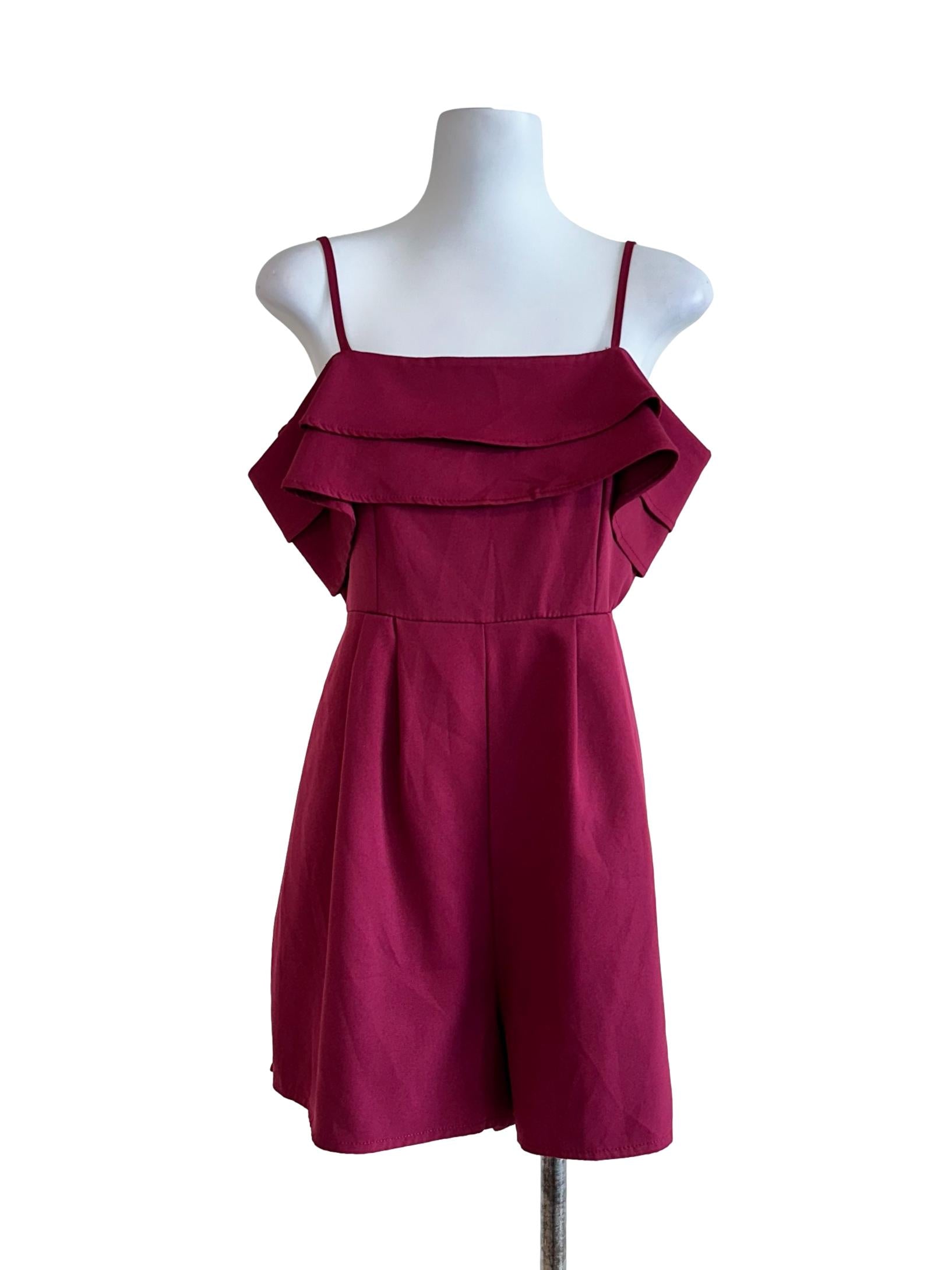 Maroon Red Plain Rompers