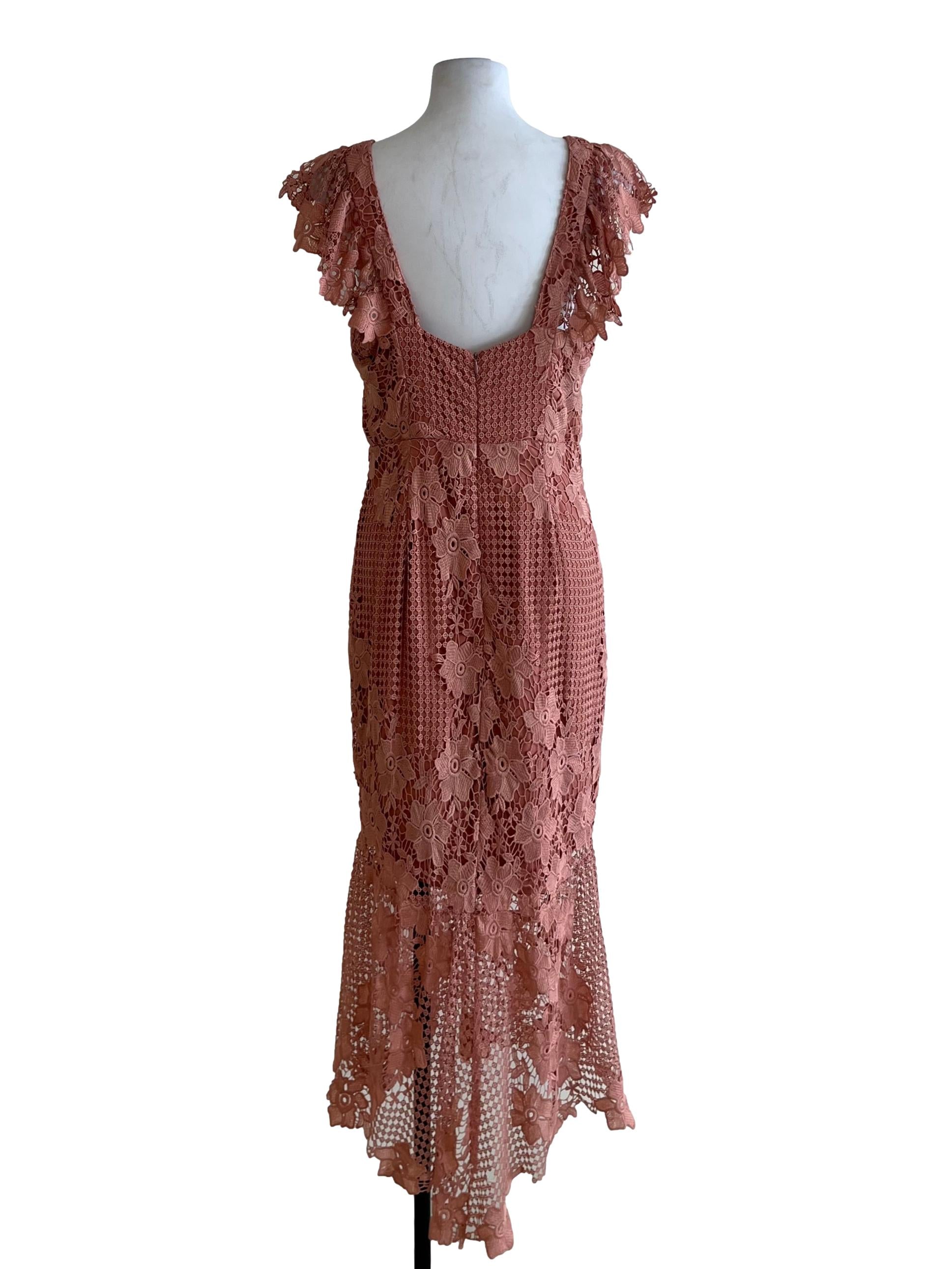Blush Red Lace A-Line Dress