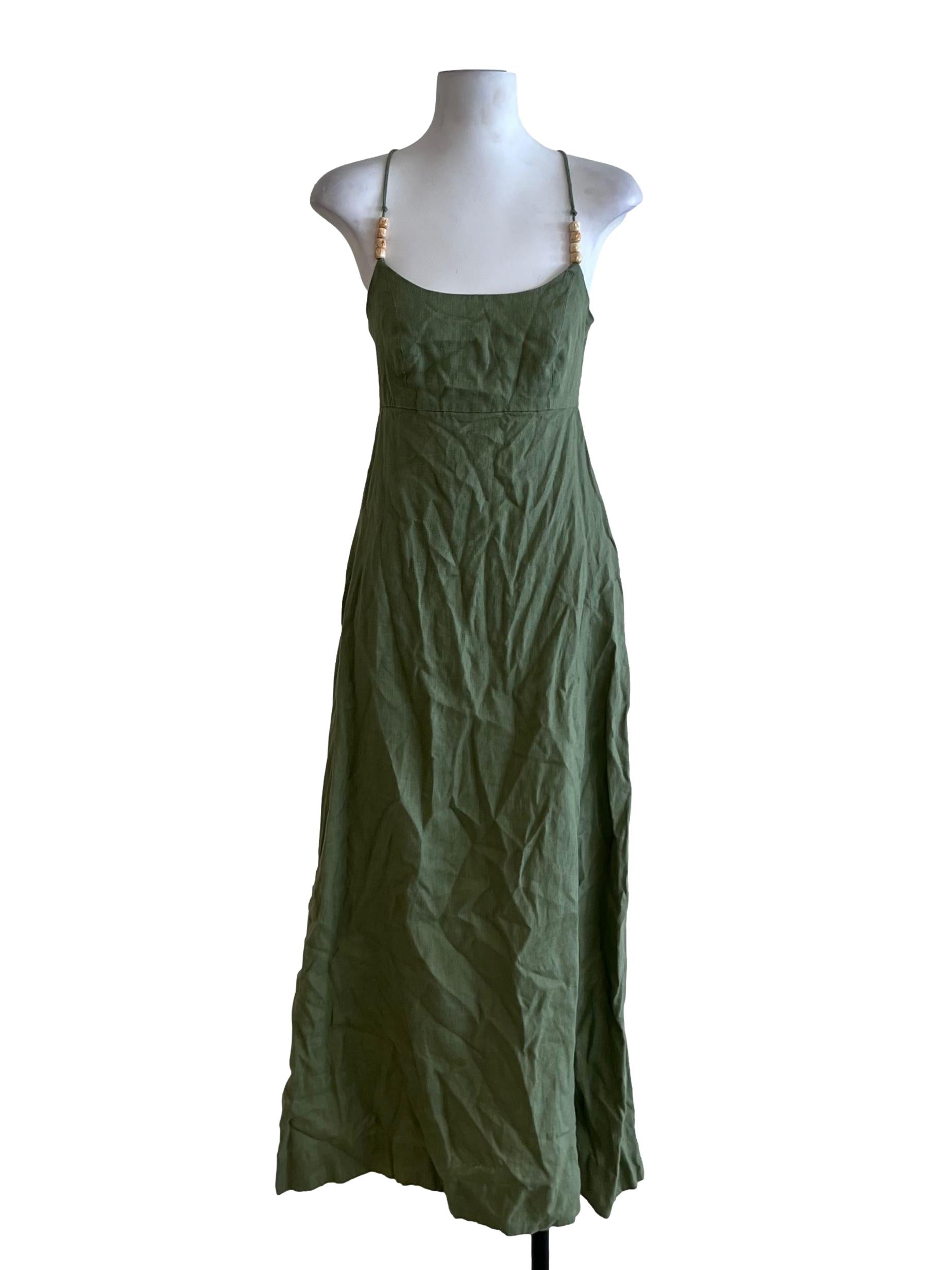 Olive Green Spaghetti Strap Jumper Dress