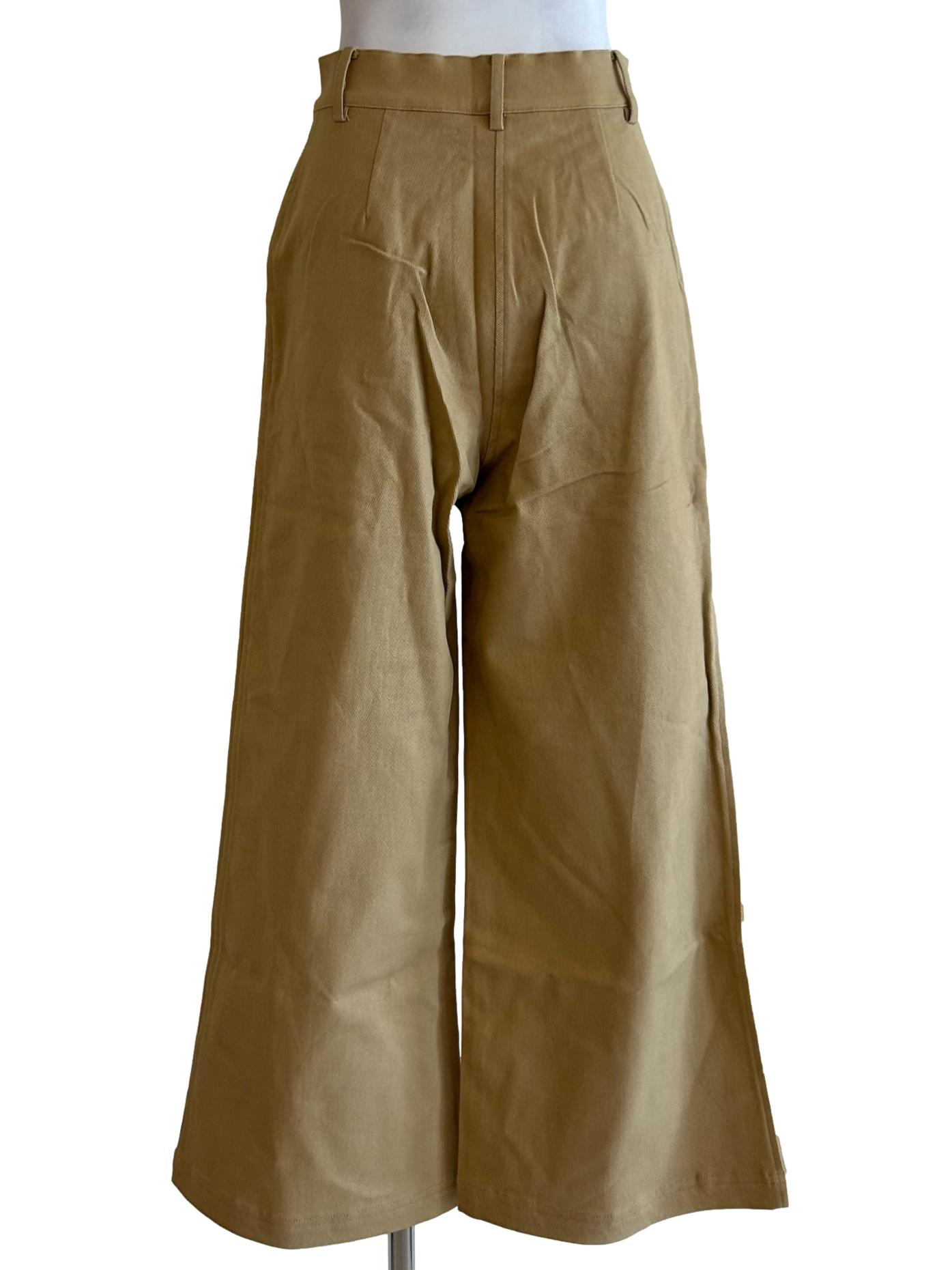 Khaki Cotton Twill Flare Pants OSN